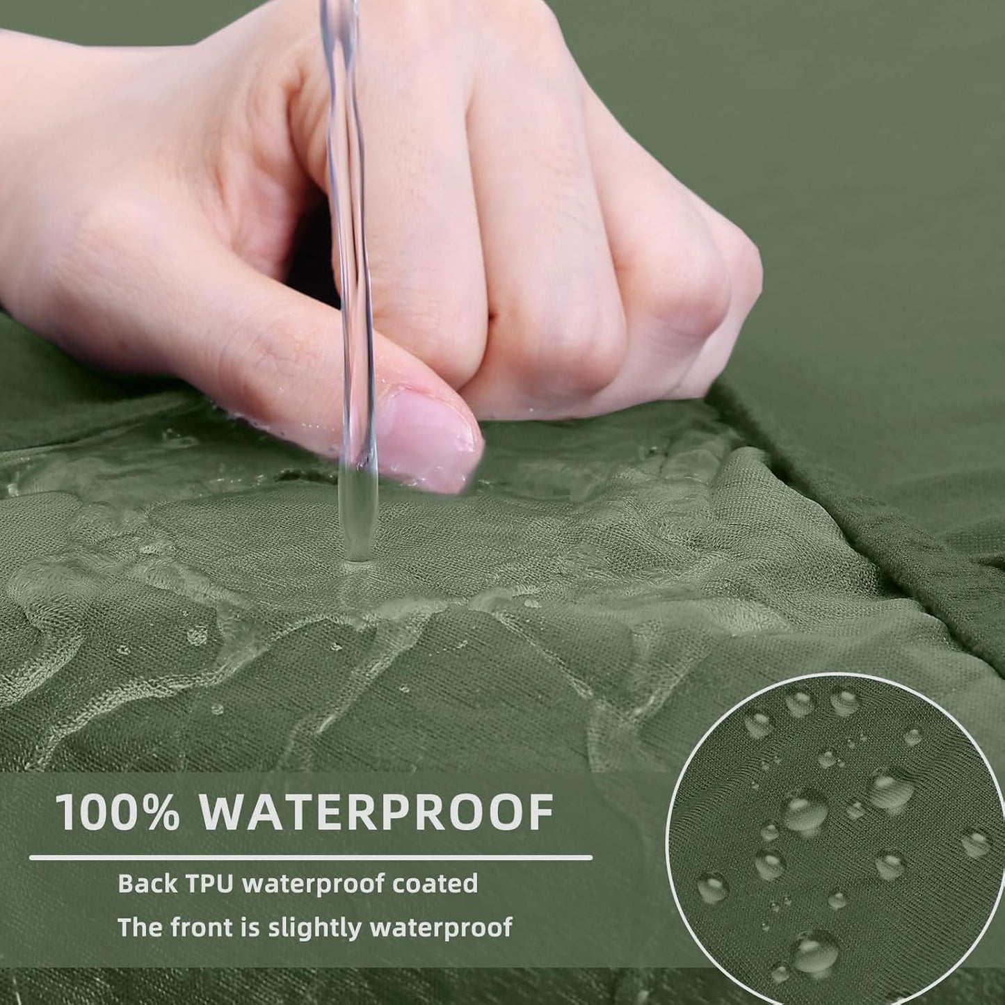 hyha Waterproof Couch Cushion Covers, Stretch Sofa Couch Seat Slipcover for Dog Washable, Non-Slip Waterproof Outdoor Cushion Covers for Patio Furniture Replacement (3 Pieces, Bronze Green)