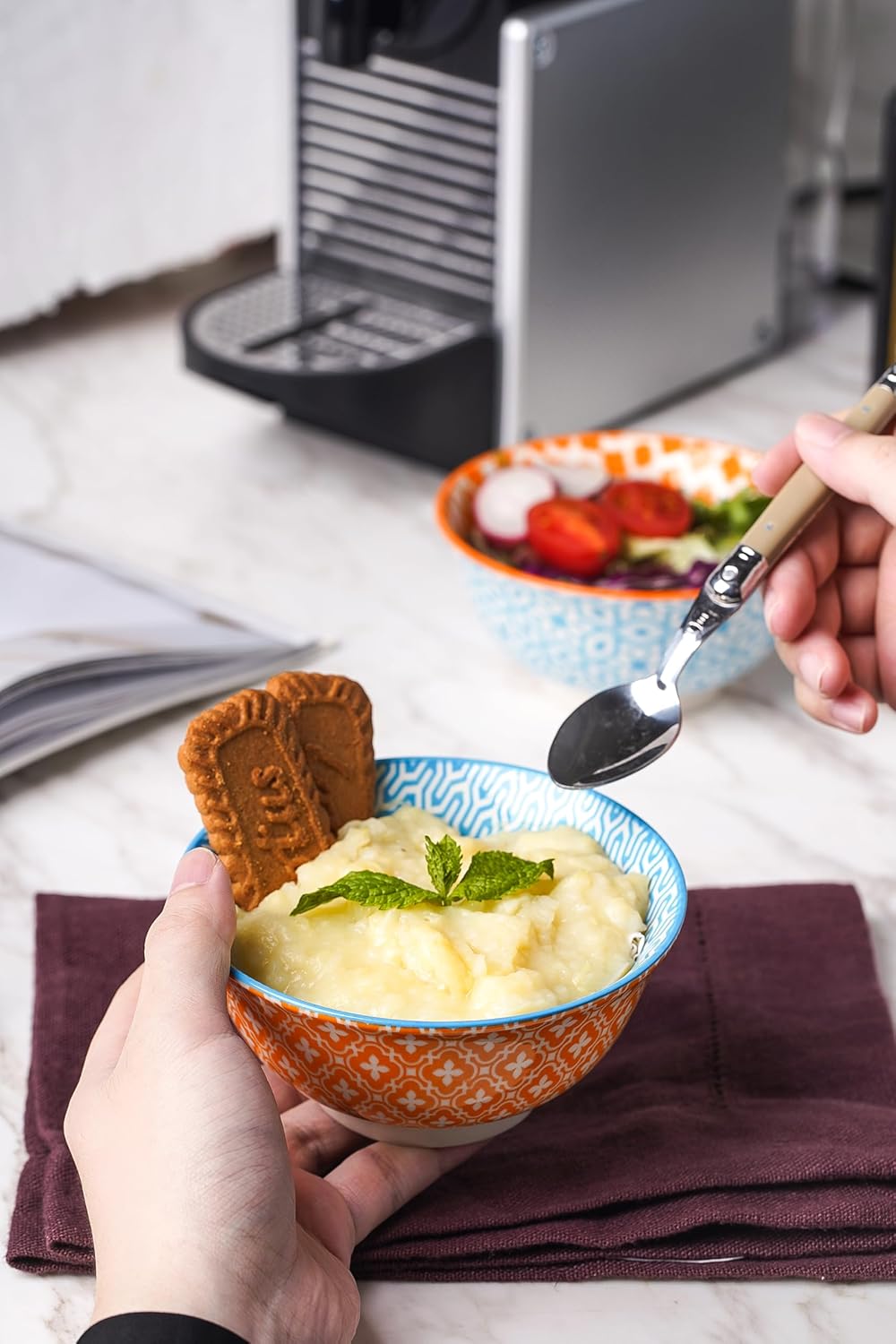 Selamica Porcelain Ice Cream Bowls Set of 6, Small Bowls, Ceramic bowls for Dessert, Ice Cream, Variety of Colors