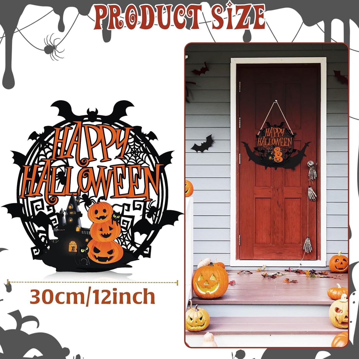 Halloween Indoor Decor Decorations Warm Halloween Decorations for Bedrooms, Halloween Pumpkin Door Sign Decorations, Halloween Pumpkin Decorations Can Hanging Various Indoor and Outdoor Occasions