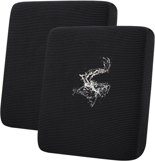 hyha Waterproof Couch Cushion Covers for Pets, Non Slip Sofa Seat Cover for Dogs Washable, Soft Thick Stretch Jacquard Fabric, Sofa Slipcovers with Elastic Bottom (2 Pieces, Black)