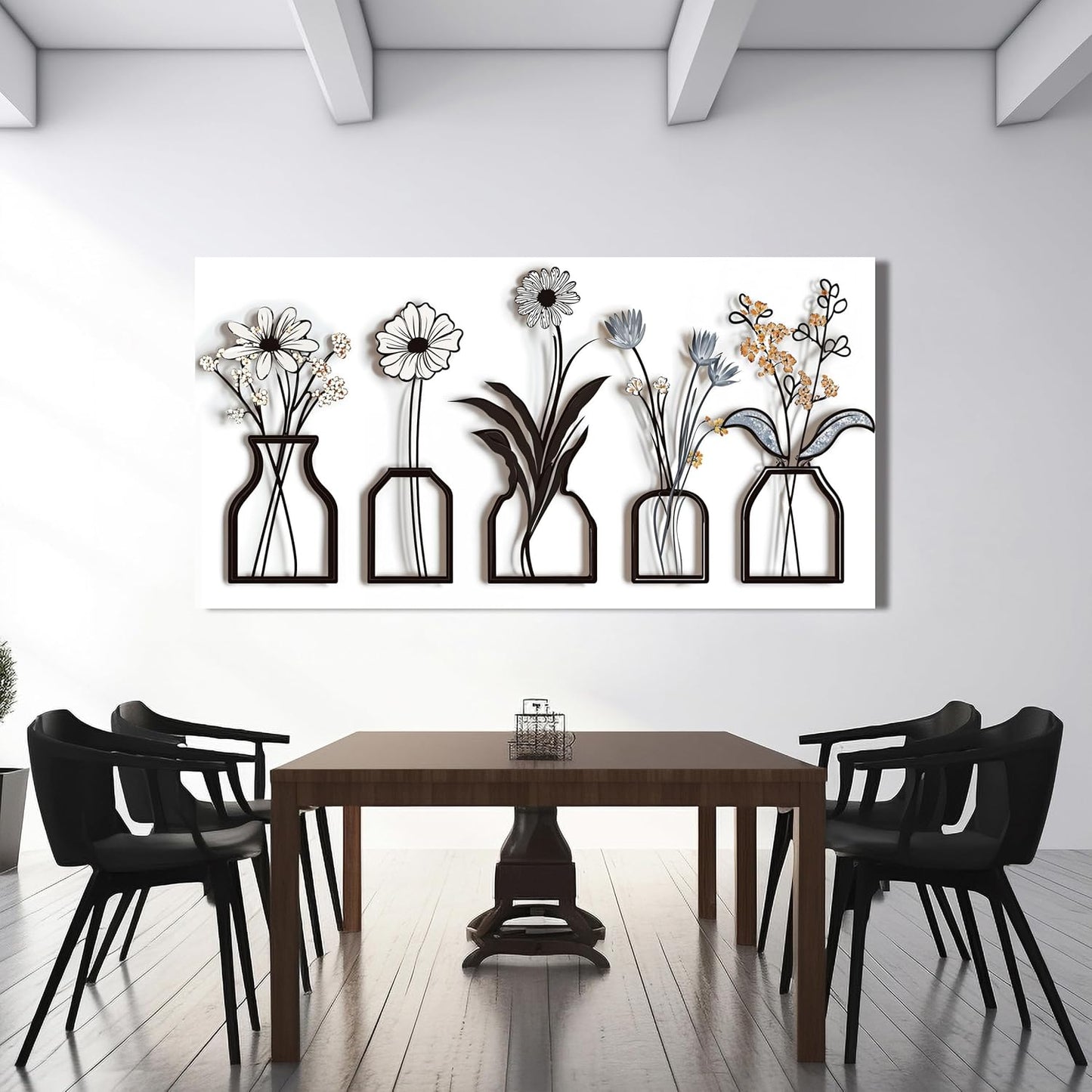 Canvas Wall Art Decor Large Modern Black and White Wall Art Decoratiions Abstract White Flower Wall Art Prints Large Art Work for Wall Decor Pictures for Living Room Home Office Decor 29" X 58"