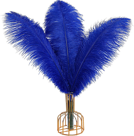 THARAHT Blue Ostrich Feathers 12pcs Large Natural Bulk 16-18Inch 40cm-45cm for Wedding Party Centerpieces Halloween and Home Decoration Feathers