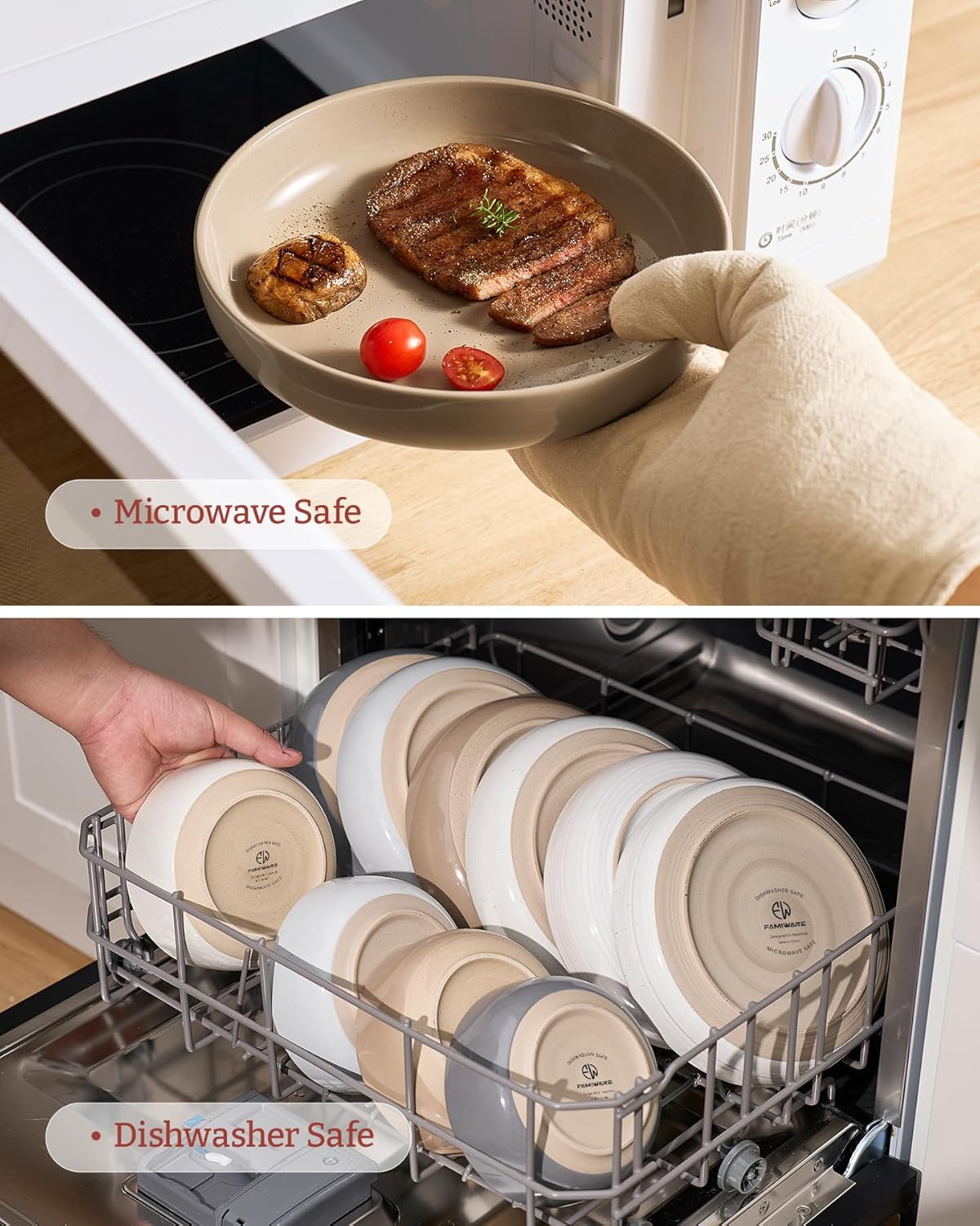 famiware Milkyway 33 oz Bowl Set, Pasta Bowls Set of 6, Salad Bowls Perfect for Your Friend for Housewarming, Thanksgiving, Christmas, Cinnamon Brown