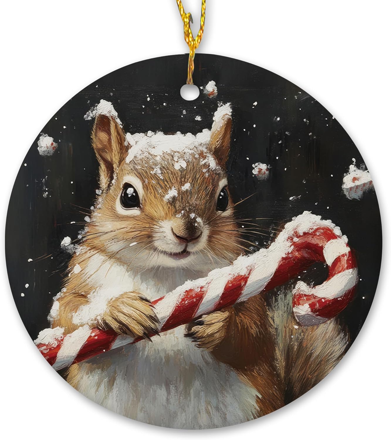 Christmas Squirrel Ceramic Ornament Gifts, Retro Rustic Winter Christmas Squirrel Decorative Hanging Ornaments for Xmas Tree Holiday Party Decoration, Animal Xmas Tree Decorations