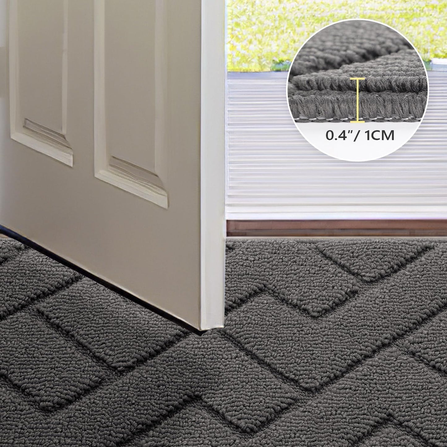hicorfe Indoor Doormat, Odor-Free Door mat, Non Slip Door Mats 20"x31.5" Absorbent Resist Dirt Entrance Inside Floor Mats for Entryway Washable Low-Profile (Grey)