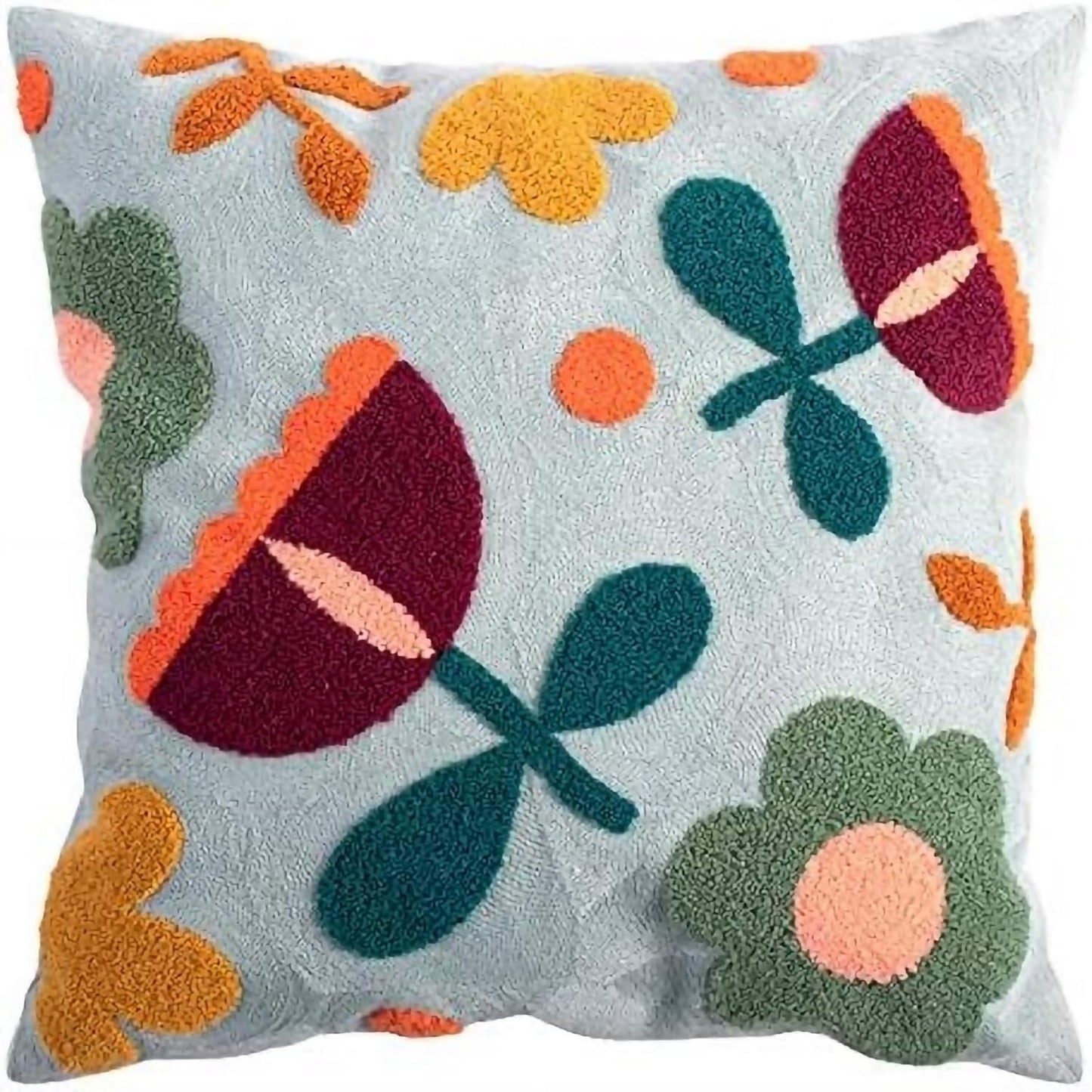 MOCOFO Canvas Embroidered Pillow Case Spring Embroidery Craft Modern Simple Sofa Office Pillow Pillow Case (Monstera, 18x18’’)