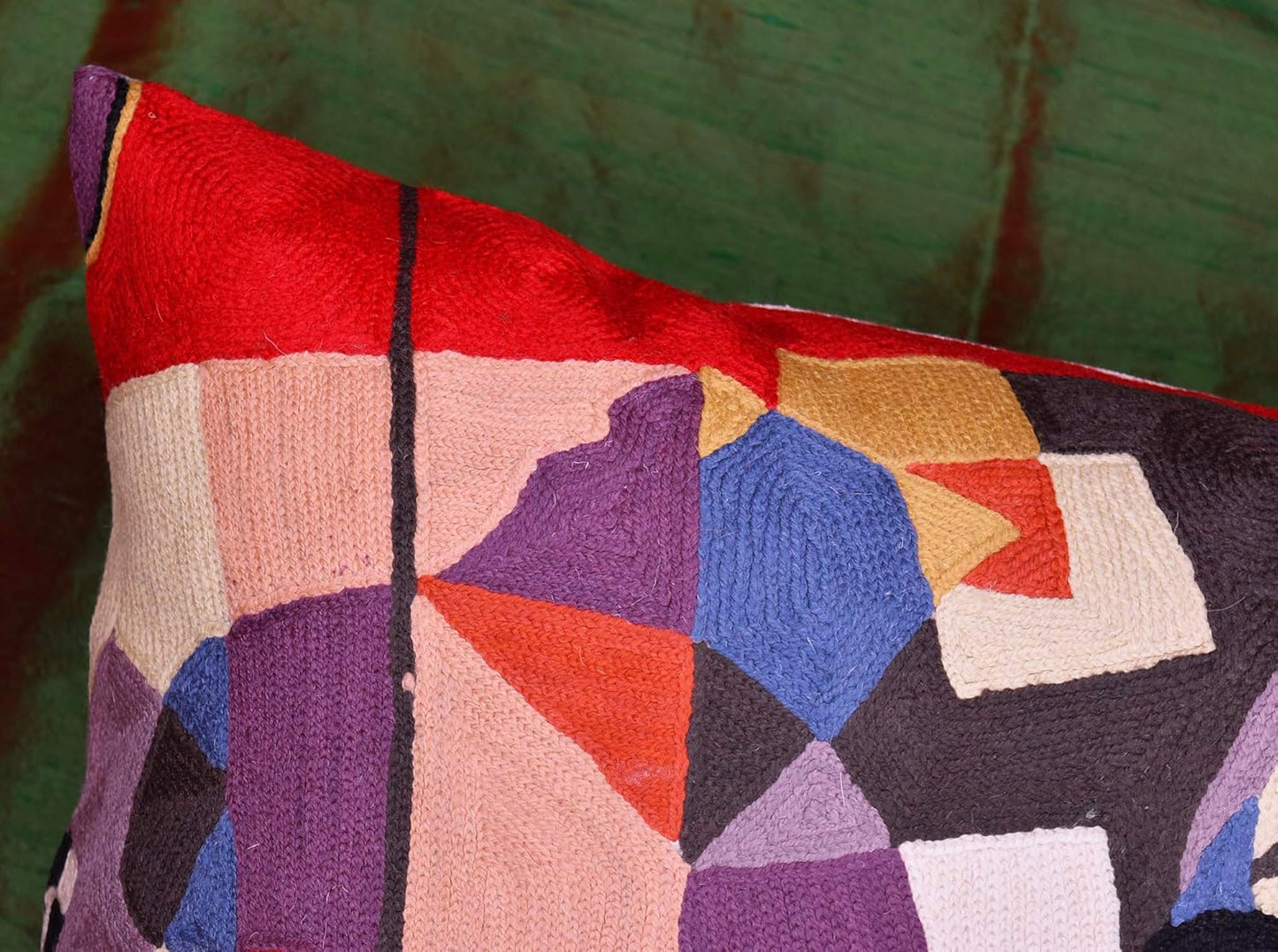 Kandinsky Modern Couch Pillow Cover - Red Flow | Abstract Pillows | Mid Century Chair Cushions | Handmade Wool Size 18x18