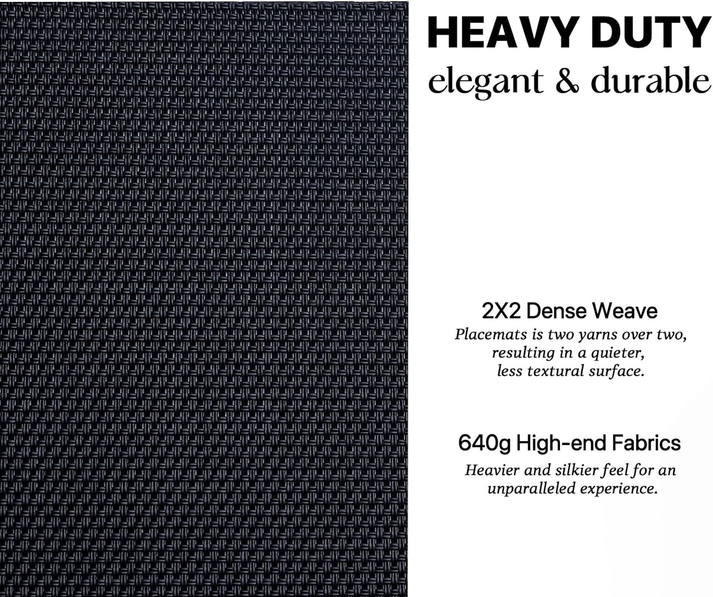 LEXMORE Placemats Set of 4 Vinyl/Plastic Woven Place Mats for Kitchen Table Indoor/Outdoor Washable Placemat Wipeable Dining Table Mats(Black)