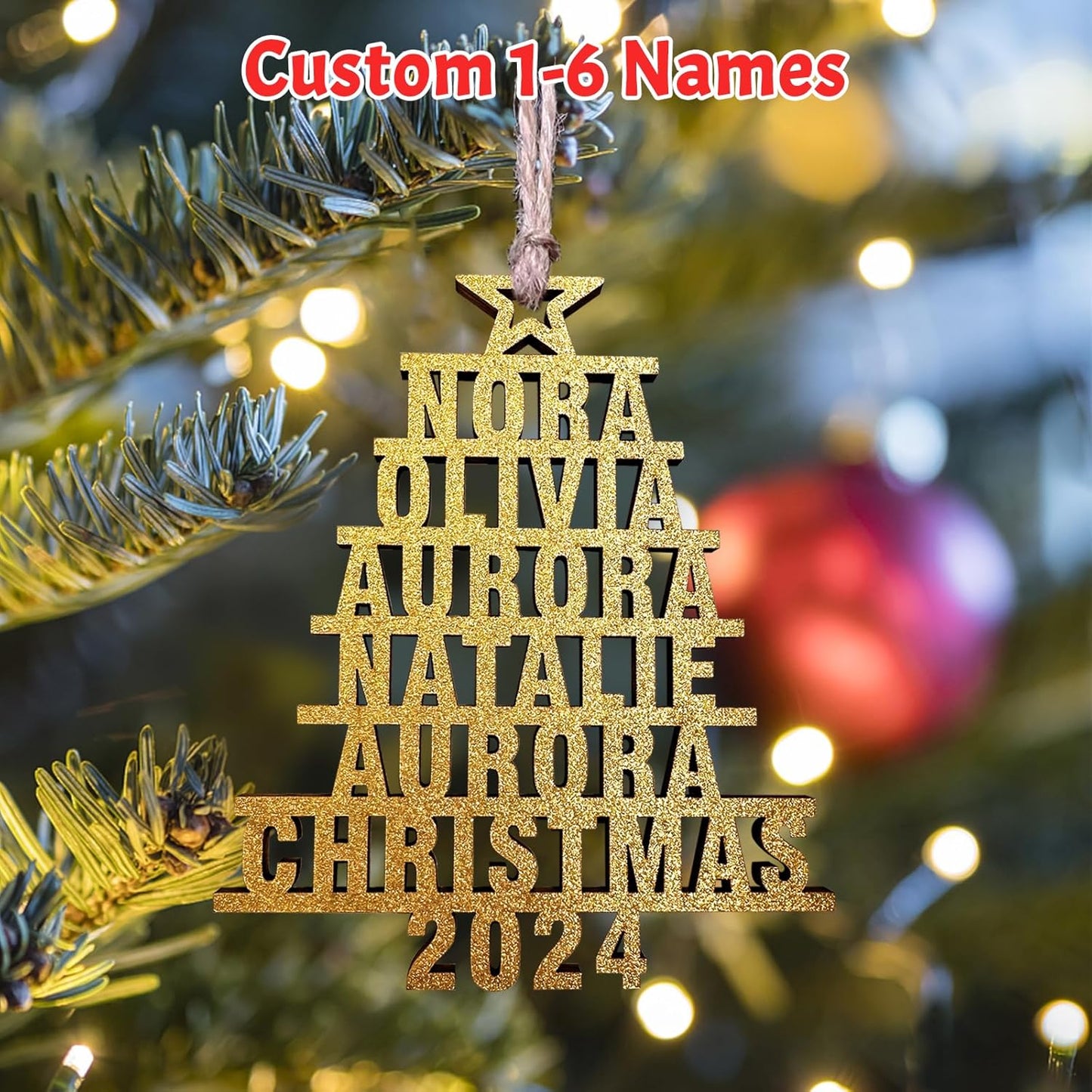 Personalized Christmas Ornaments 2025 with Family Names 1-6 Names Custom Ornaments for Christmas Tree Personalized Christmas Ornament Gifts