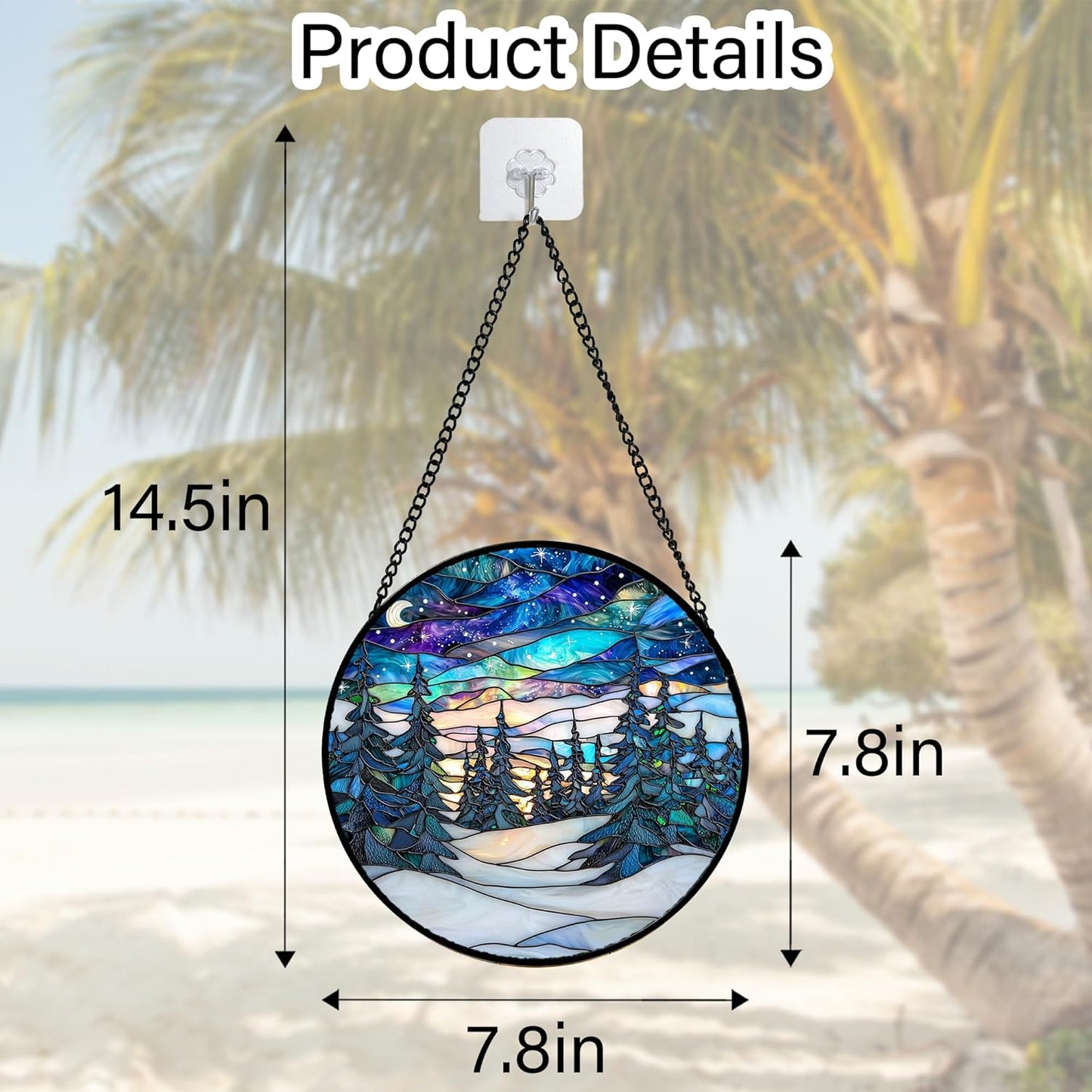 Stained Glass Window Hanging, Starry Sky Trees and Snow Sun Catchers Glass Panel Blue Suncatcher Decor for Birthday for Women, Men, Wife, Aunt, and Mom 7.8 in