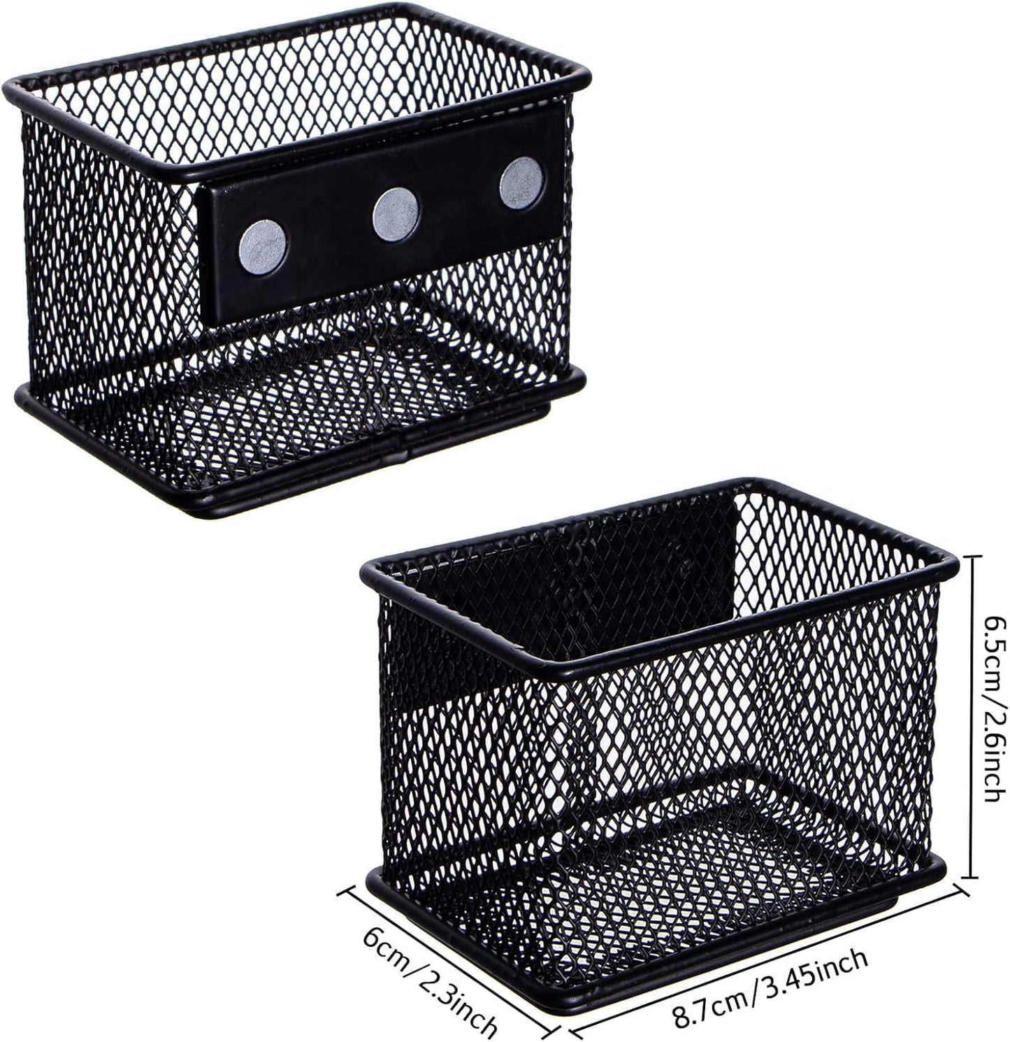 dedoot 6 Pack Magnetic Pen Holder, 3.45x2.3x2.6inch Magnetic Basket Locker Organizer Metal Mesh Pencil Memo Holder for Whiteboard, Fridge, Desk, Offices