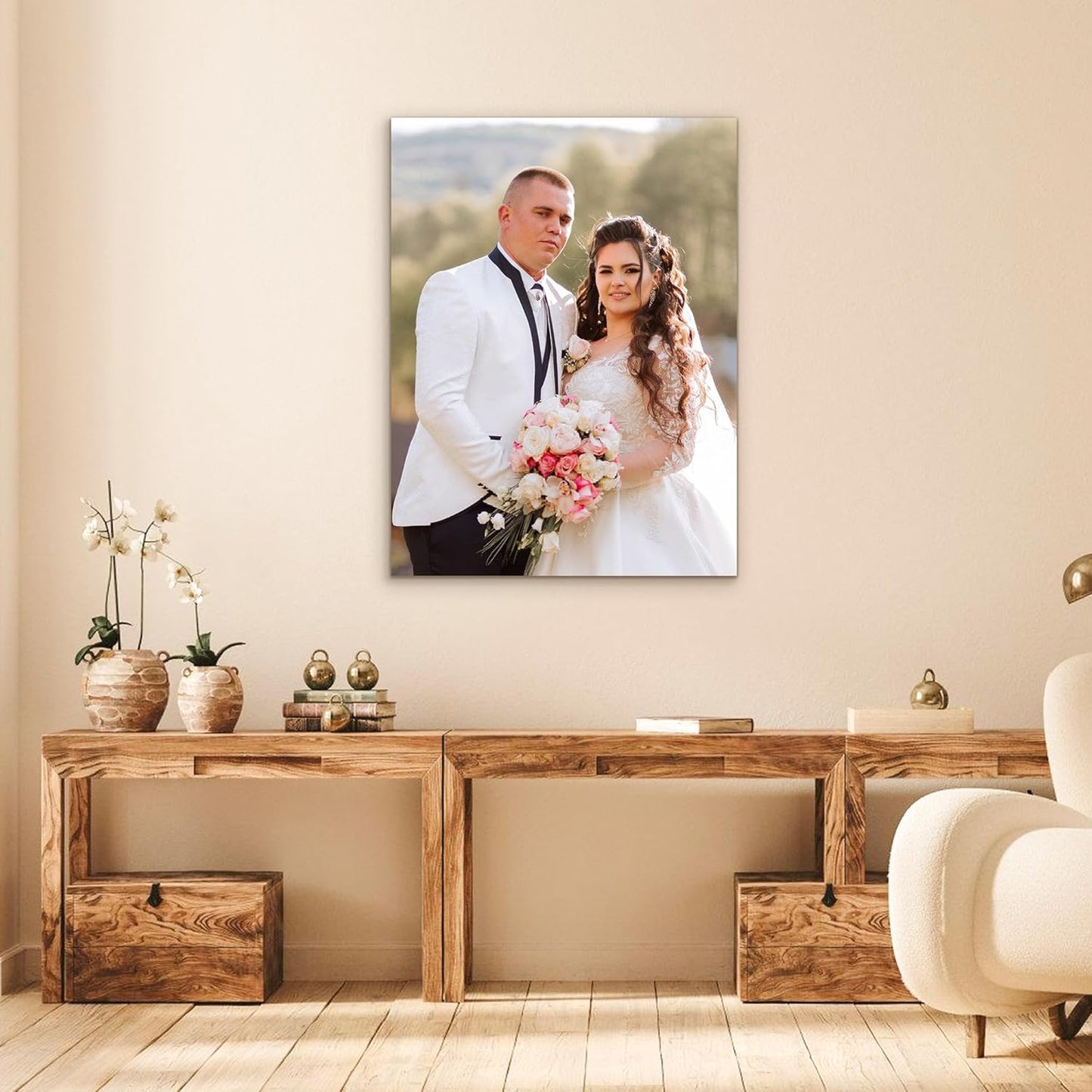 Custom Canvas Prints with Your Photos- Personalized Print Canvas Pictures, Custom Wall Art Gift for Living Room, Bedroom, Wedding Family Baby Pets Framed 12 x 16 inche