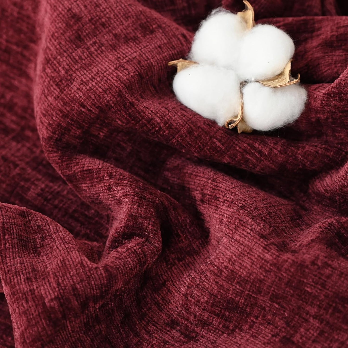 CaliTime Throw Pillow Covers Decorative 20 X 26 Inches Pack of 2 Cozy Chenille Standard Pillow Shams Cases for Couch Sofa Bed Living Room Home Burgundy