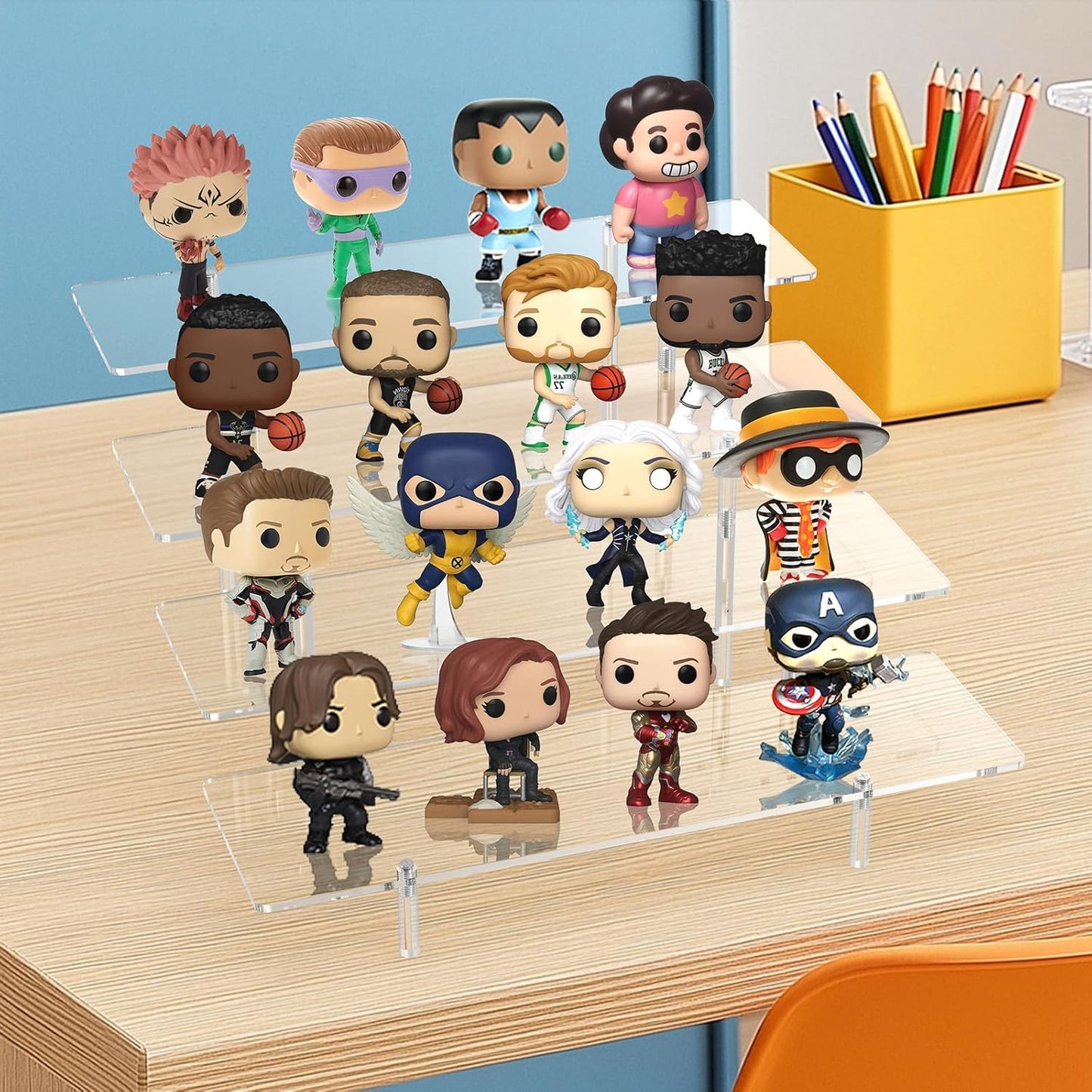 Acrylic Display Riser Stand Shelf Clear 4 Tier Cupcake Stand Perfume Display Holder Figures Desktop Decoration and Organizer Showcase Toys Retail Display Rack Candy Dessert Buffet 4 Step Collection (1 PACK)