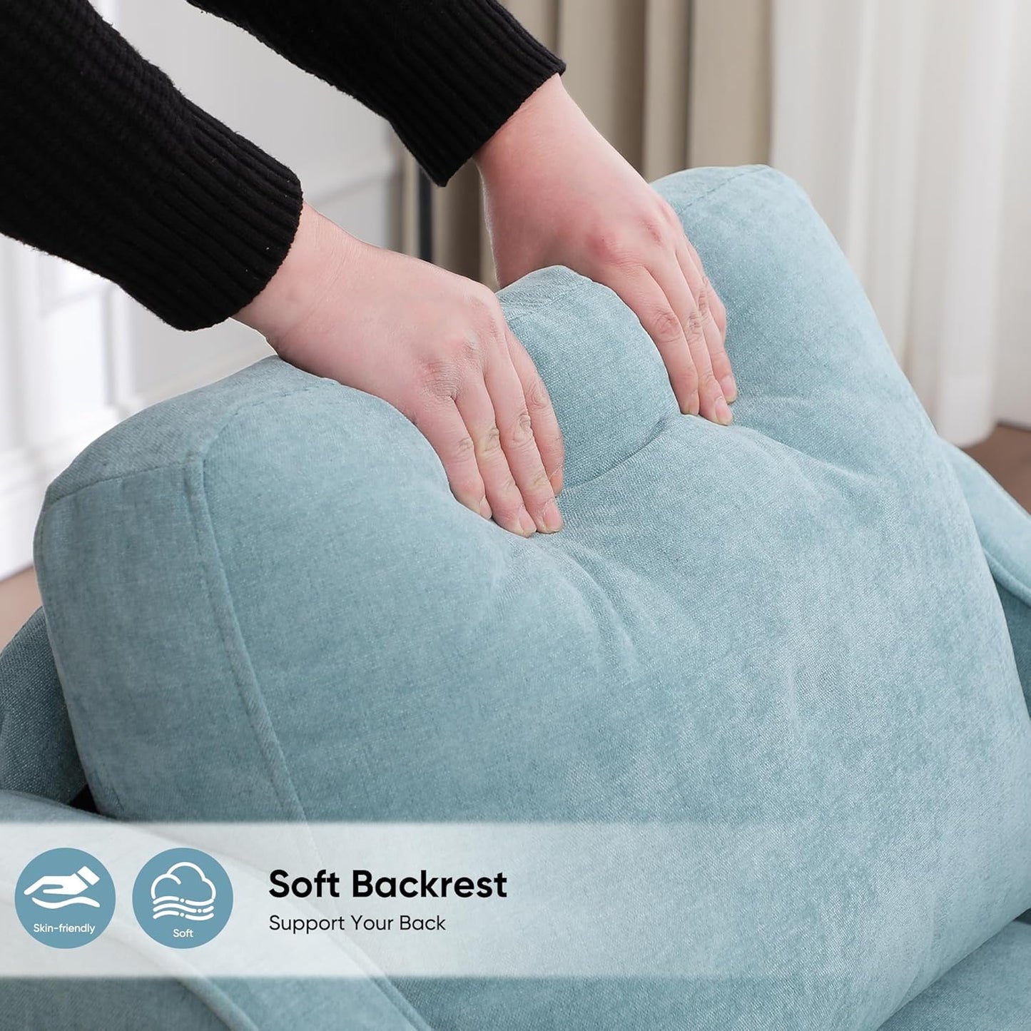 Accent Chair for Living Room, Mid Century Modern Reading Chair for Bedroom, Upholstered Armchair with Side Pockets, Comfy Single Sofa Side Chair for Office, Apartment, Small Room, Teal Green