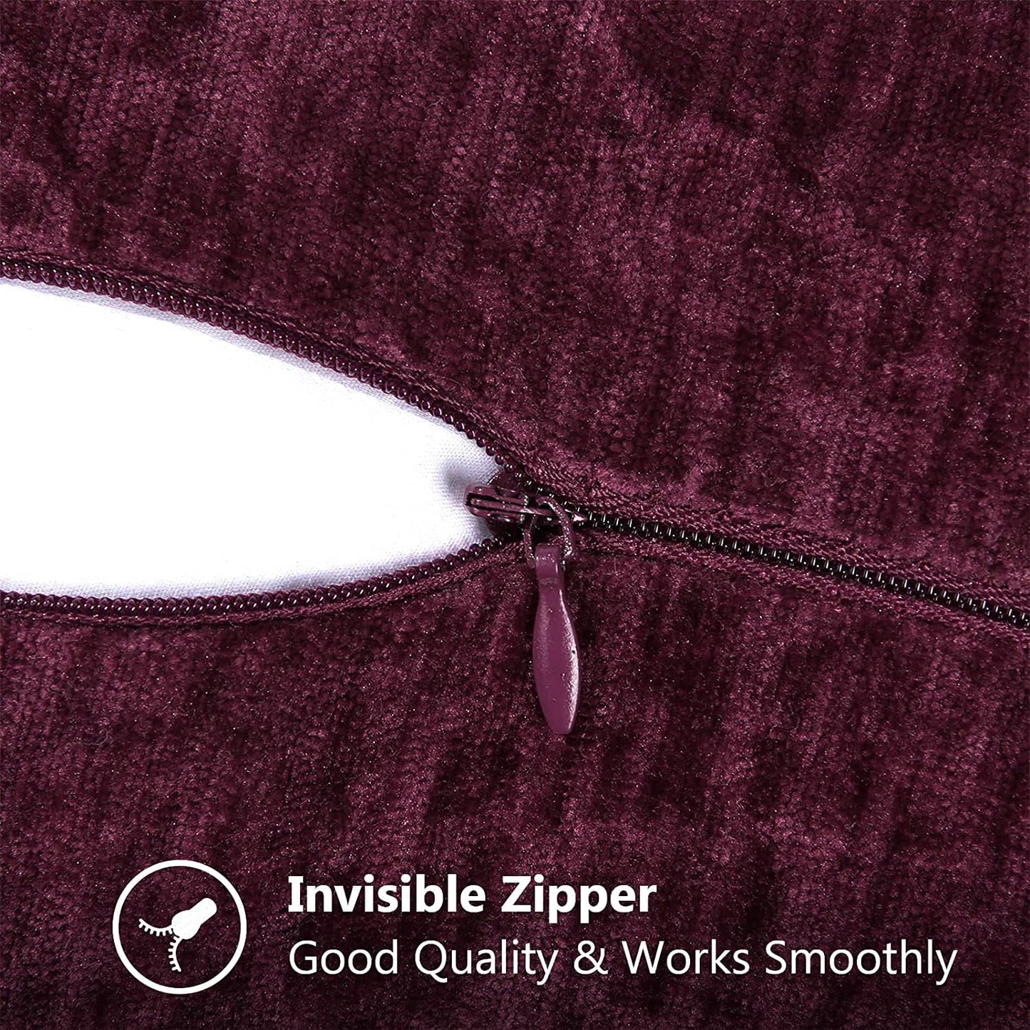 decorUhome Chenille Soft Throw Pillow Covers 18x18 Set of 2, Farmhouse Velvet Neutral Decorative Euro Pillow Covers with Stitched Edge for Couch Sofa Bed Home Decor, Rhododendron