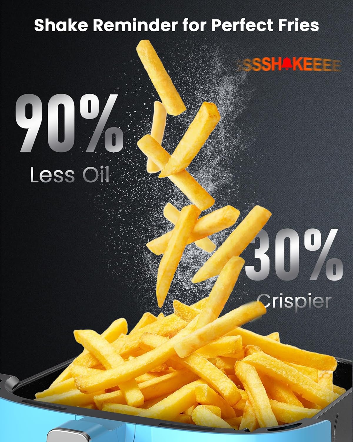 Nuwave Brio Plus Air Fryer 8 Qt, New & Improved, PFAS-FREE, 7 Digital One-Touch Cook Functions that AIR FRY, BAKE, ROAST, DEHYDRATE, TOAST, REHEAT, PREHEAT, 150 Presets, 50°F~400°F (Cozy Blue)