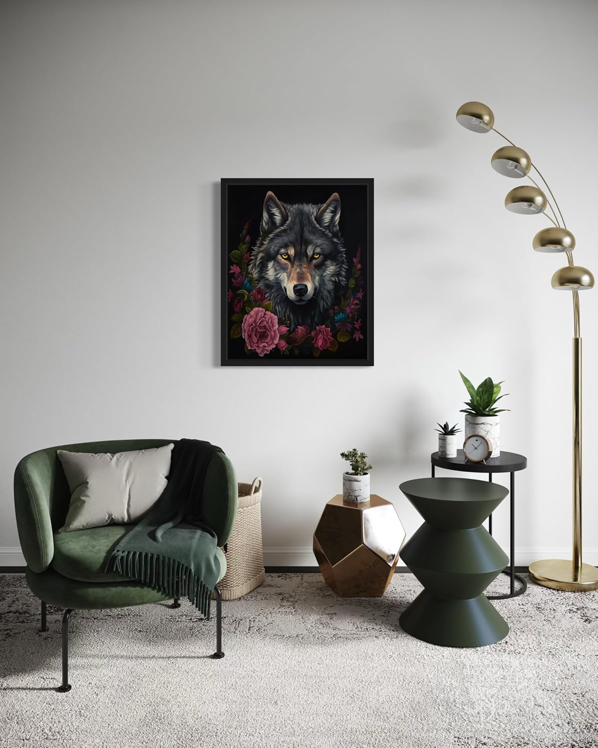 Vintage Wolf Poster Art Print, Halloween Scary Wall Art Academia Spooky Painting Decoration for Horror Prints, Gothic Posters Bedroom Decor 89 (Vintage Wolf, 11 x 14 inches, Black Frame)