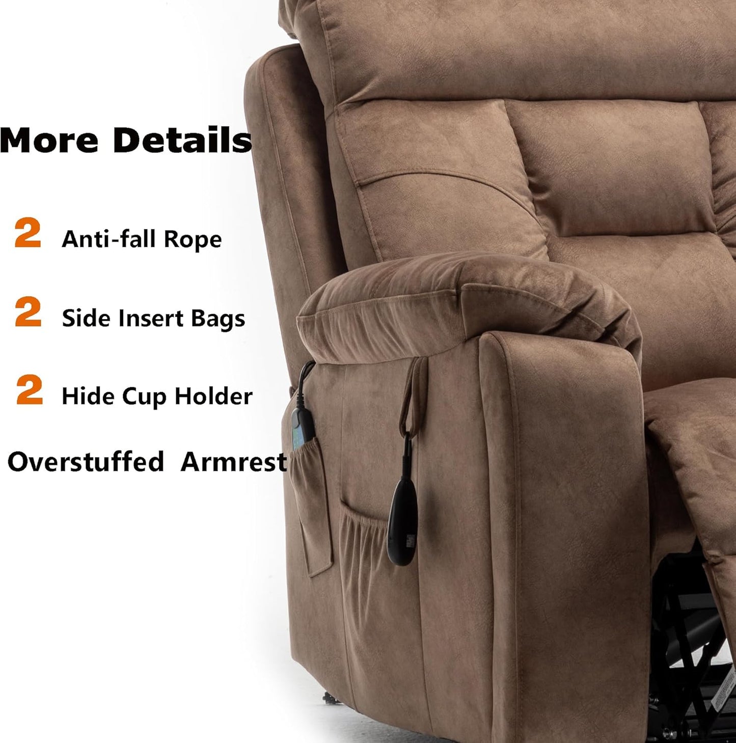 Power Lift Recliner Chair for Elderly, Lazy Boy Recliner Chair with Massage and Heating, 26in Extra Wide Recliner Seat with Cup Holder, Adjustable Electric Reclining Chair for Big Man