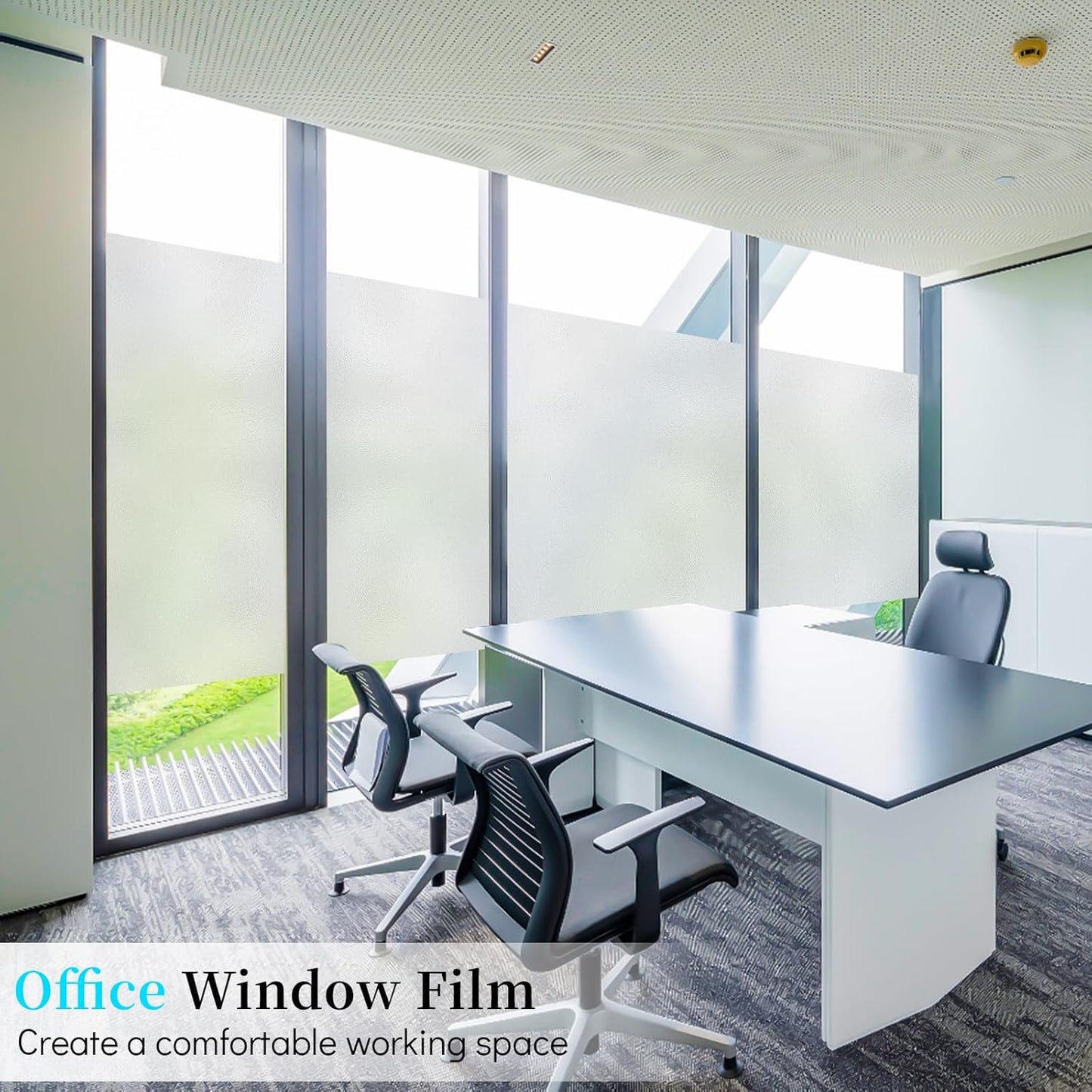 Niviy Frosted Glass Window Privacy Film 78.7 x 23.6 Inch Static Cling Bathroom Window Frosting Film Day and Night Privacy Windows Cling Home Glass Door Cover