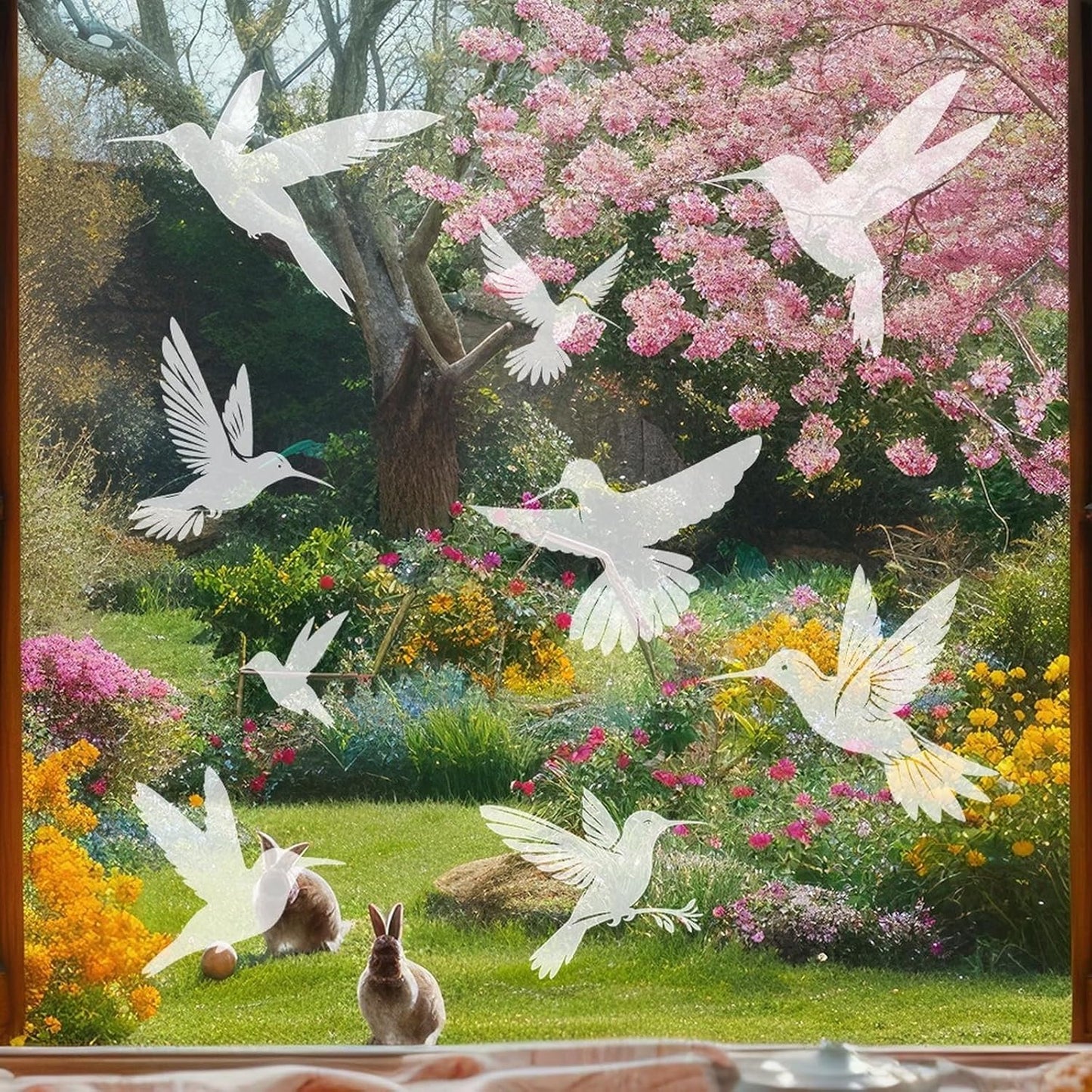 Bird Window Clings Static Cling Window Decals, 1PCS Anti Collision Bird Deterrent Rainbow Stickers, Reusable, Rainbow Non-Adhesive Prismatic Decorative Home Decor