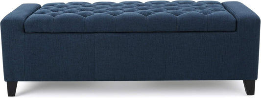 Christopher Knight Home Hikaru Fabric Storage Ottoman, Dark Blue Dimensions: 20.50”D x 51.00”W x 17.00”H