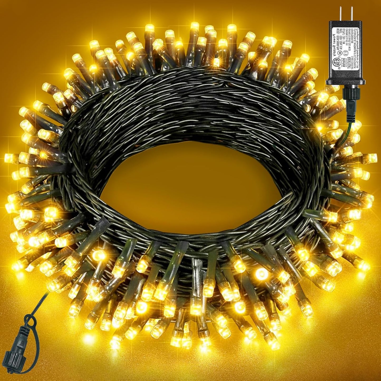 40FT 120 LED Christmas Lights Outdoor, Warm White Christmas Tree Lights with 8 Modes & Waterproof, Connectable Plug in String Light for Indoor Bedroom Yard Party Wedding Decorations