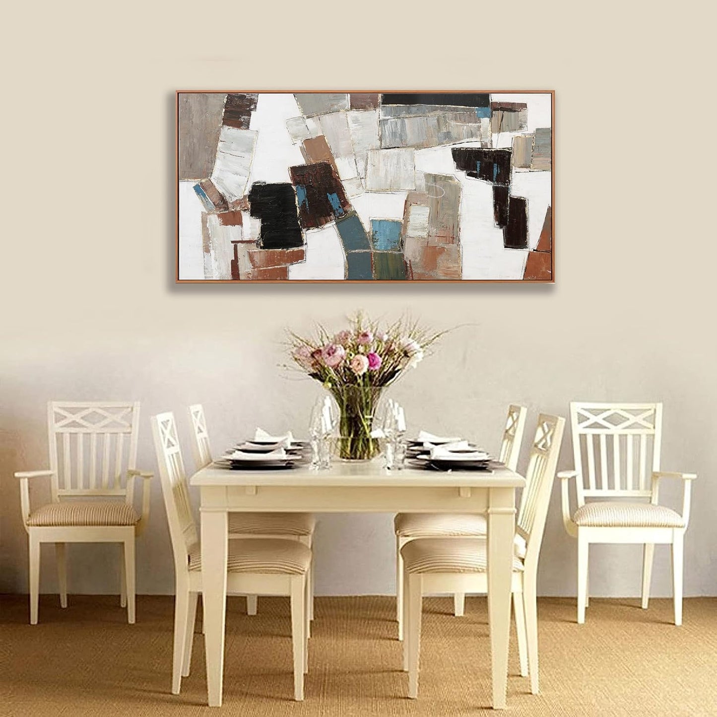 Abstract Wall Art Canvas Minimalist Geometric Line Art Painting Modern Artwork Wall Decor Modern Minimalism Artwork For Living Room Bedroom Dining Room Office 24x48 Inch Framed