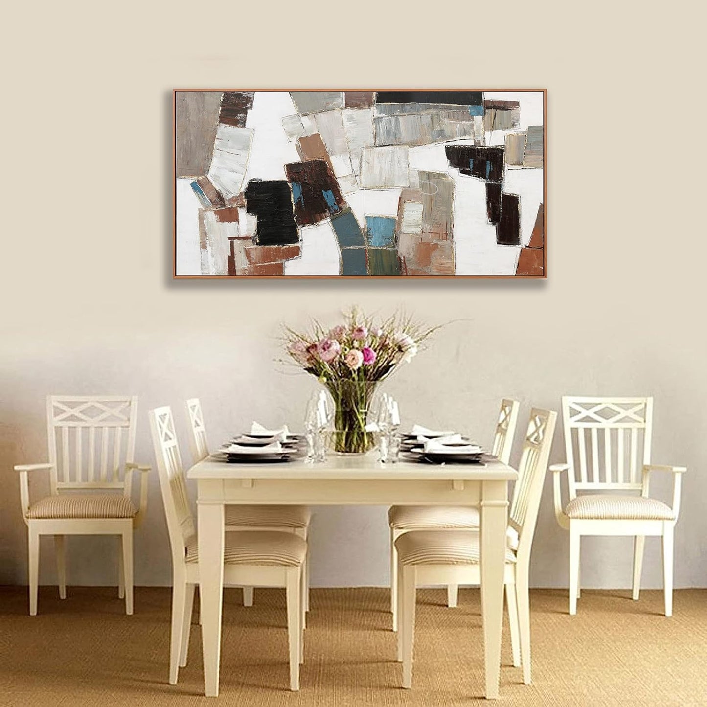 Wall Art Pictures For Wall Canvas Modern And Minimalist Wall Art 29"X58" Framed Wall Decor Artwork Painting Natural Wall Minimalist Geometric Line Art Decorations For Dinning Room Bedroom Home Office Kitchen