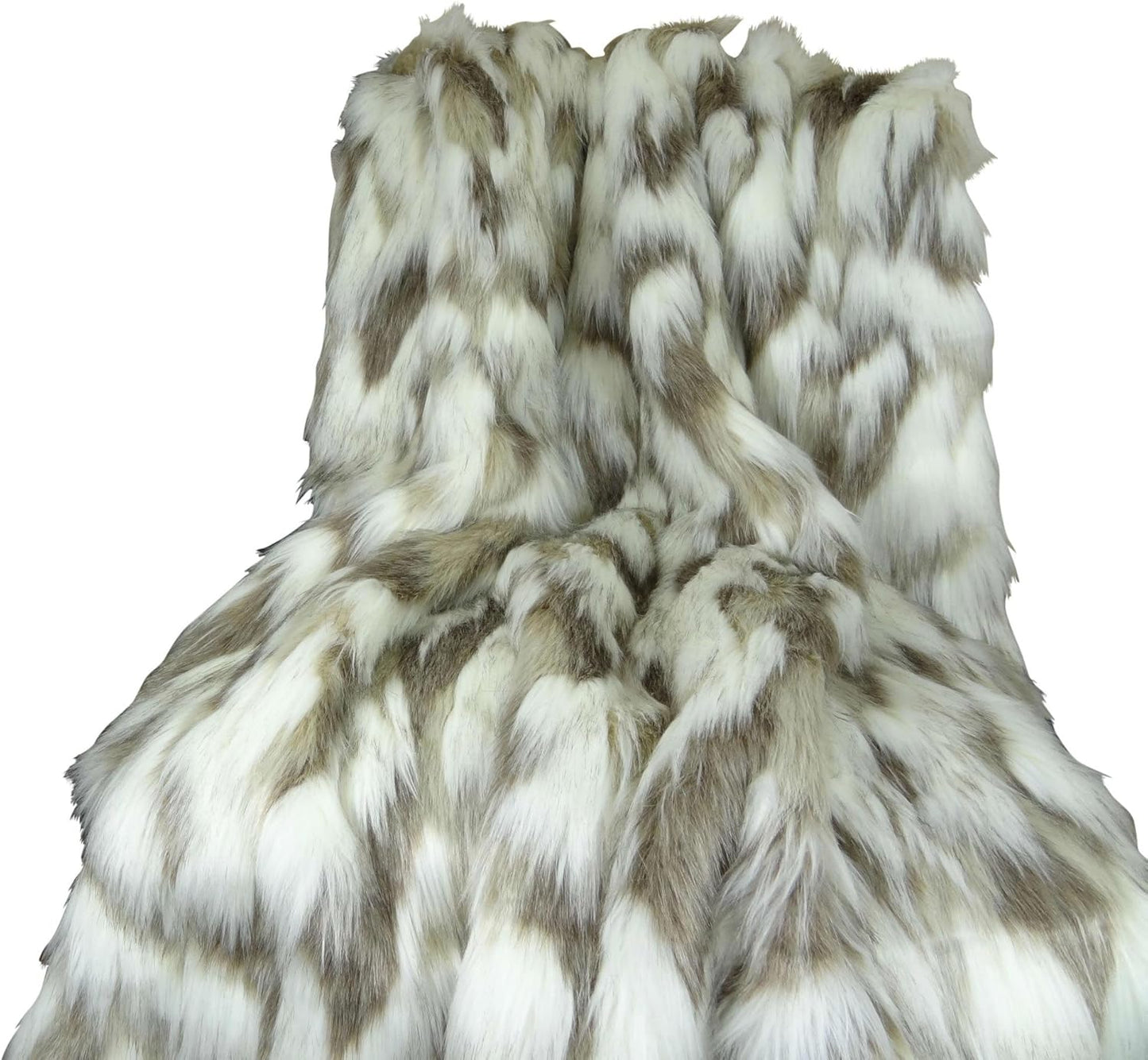 Ivory Beige Luxury Faux Fur Throw Blanket - Tibet Fox Fur - 108W x 90L