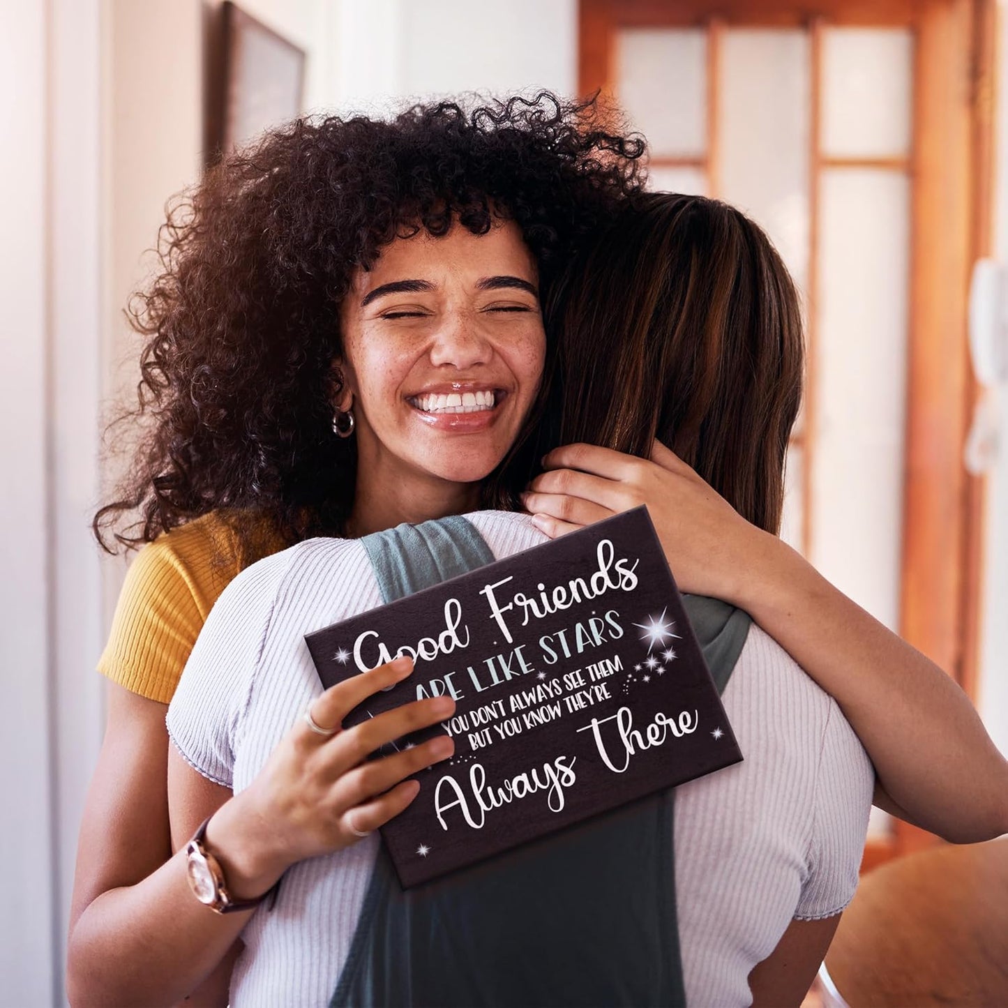 Good Friends Are Like Stars Wooden Sign – Sentimental Gift for Best Friend, Rustic Wall Hanging Decor, Friendship Keepsake, American Made, Thoughtful Birthday