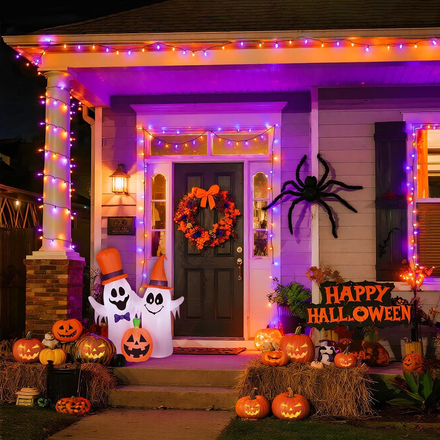 JMEXSUSS 200 LED Orange and Purple Halloween Lights, 66ft Connectable Halloween Lights Outdoor Waterproof, 8 Modes Plug in String Light for Tree Yard Garden Indoor Outdoor Decor