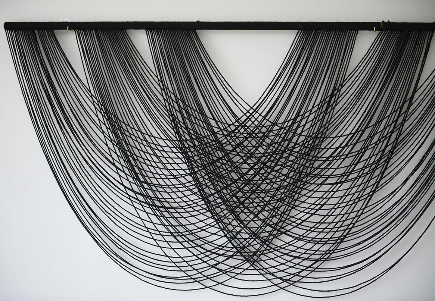 Flber Macrame Wall Hanging Black 59.00" W x 31.00" L Boho Wall Decor Large Boho Yarn Tapestry Living Room Bedroom Home Wall Décor