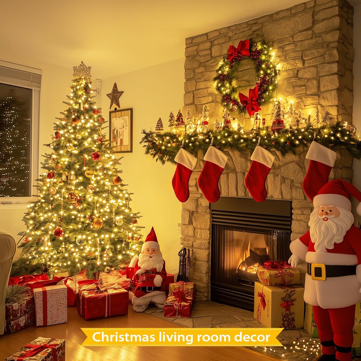 JMEXSUSS 500 LED Warm White Christmas Lights Indoor, 8 Modes Green Wire Christmas Tree Lights Outdoor Waterproof, Twinkle Fairy String Lights Plug in for Xmas Wedding Party Garden Patio