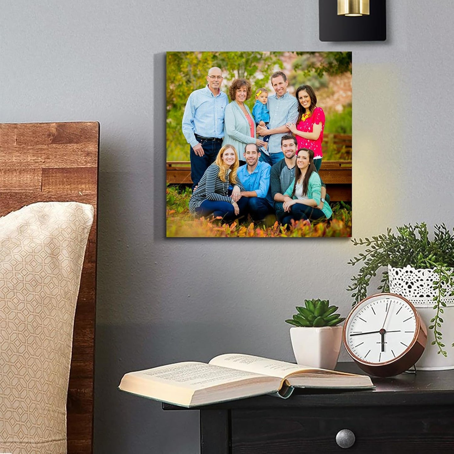 Wewejia Custom Canvas Prints with Your Photos for Family, 12x12inch Personalized Canvas Picture Wall Prints Best Custom Wall Decor for Living Room Bedroom Dining Room Office Easy to hang