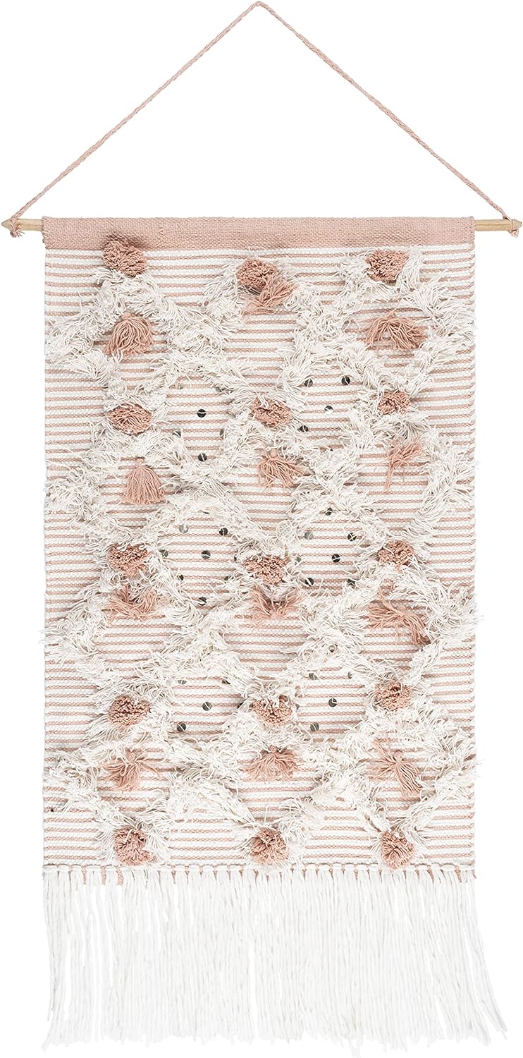 Mark&Day Wall Art, Unterweitersdorf Bohemian Farmhouse White Macrame Tapestry Wall Hanging for Living Room, Bedroom, Office or Kitchen (22"H x 14"W)