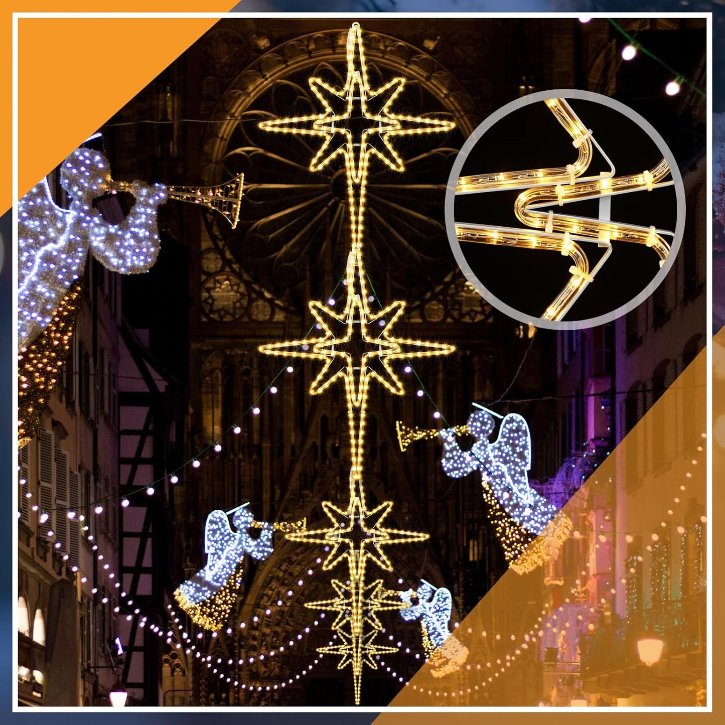 28" Christmas Star of Bethlehem LED Star Hanging Lights Nativity Holy Family Light for Door Window Porch Wall Decoration Plug Operated Lighted Hanging Tree Topper(Warm Light)