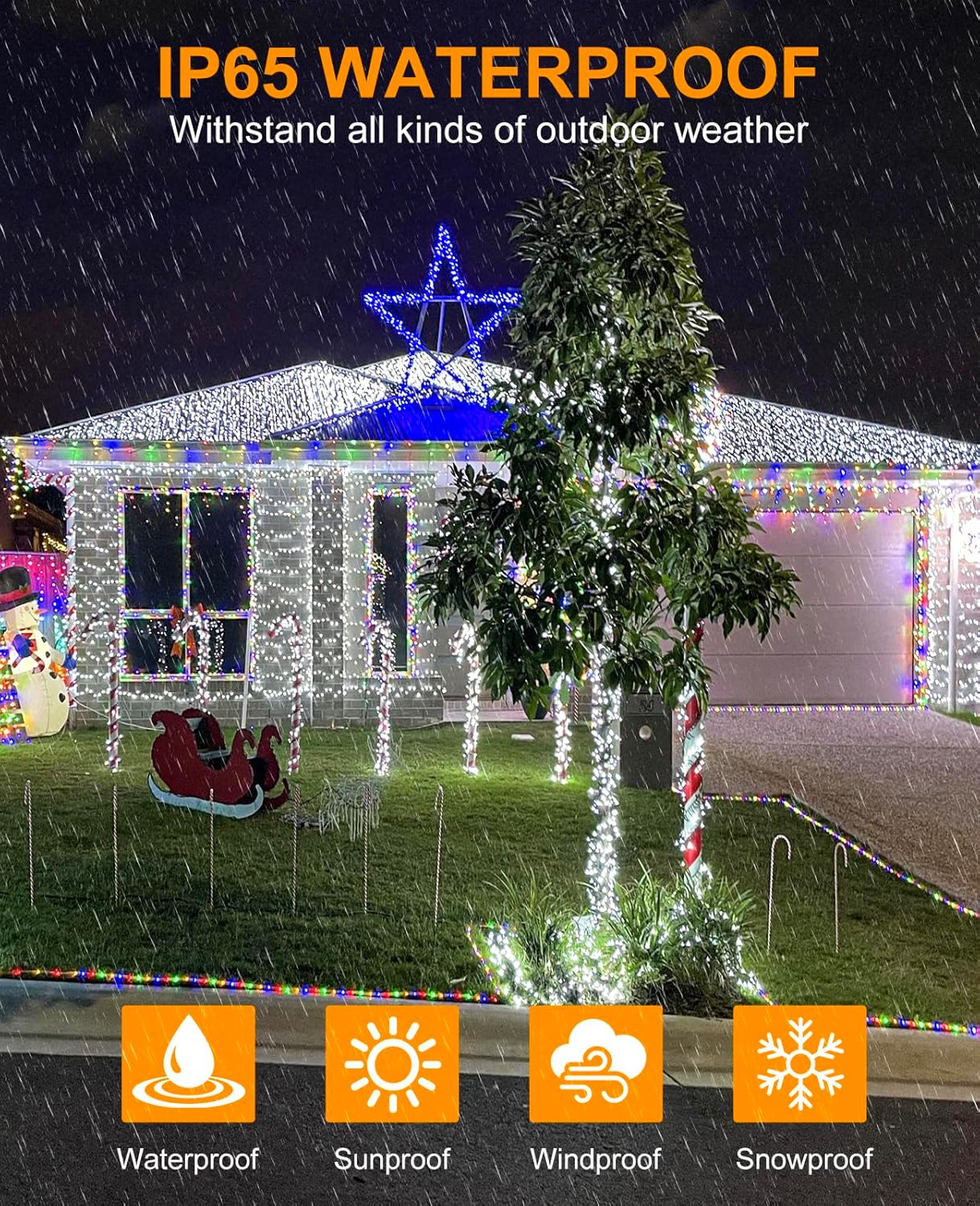 Christmas Lights Outdoor, 157FT 480 LED Plug in Christmas Tree Lights Waterproof, 8 Modes Green Wire Twinkle String Light for Indoor Garden Patio Porch Xmas Wedding Party Decorations, White