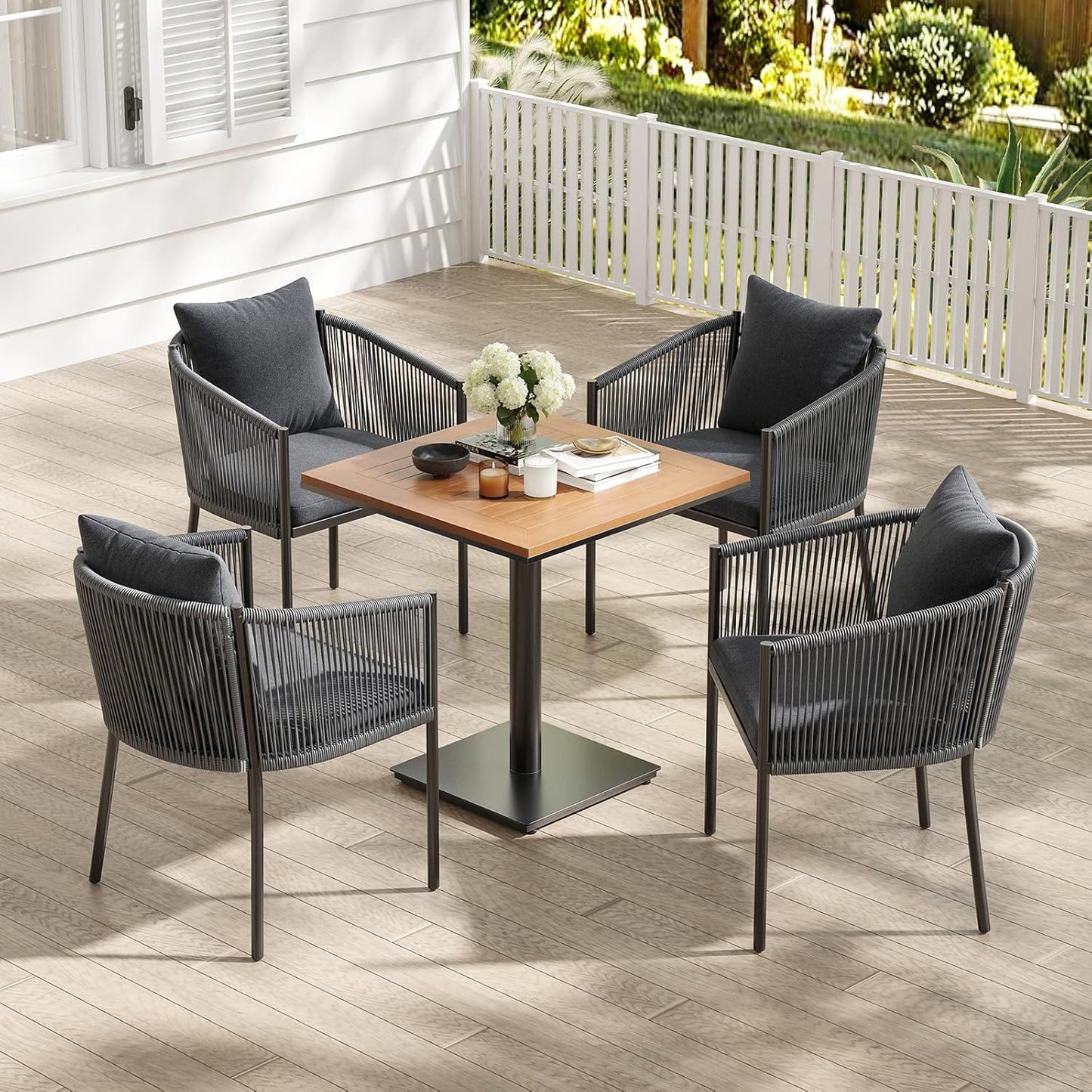 Soohow Outdoor Furniture Set for 2, Outdoor Dining Set Patio Chairs 2 Piece, Rattan Wicker Patio Furniture Chairs with Cushions for Garden, Deck, Backyard, Poolside