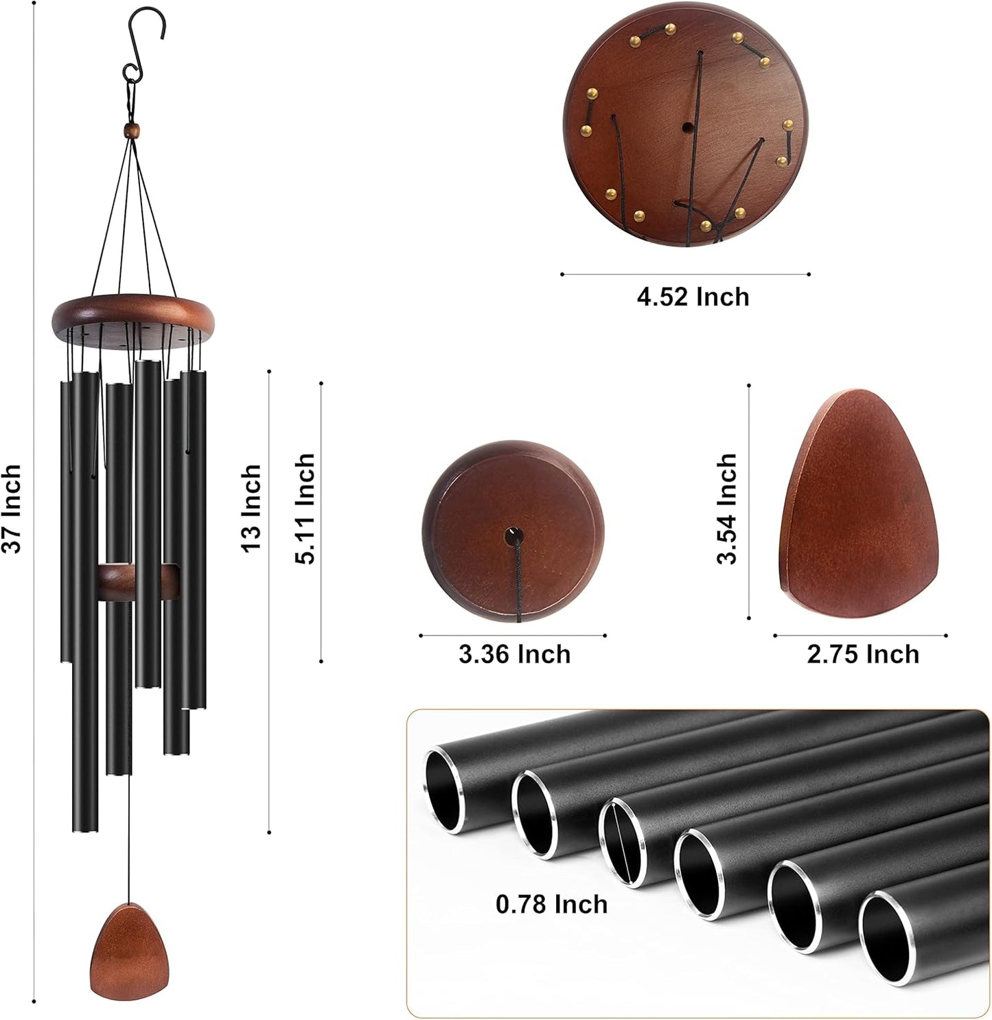 Wind Chimes for Outside, 37 inch Large Metal Wind Chimes Outdoor (4)