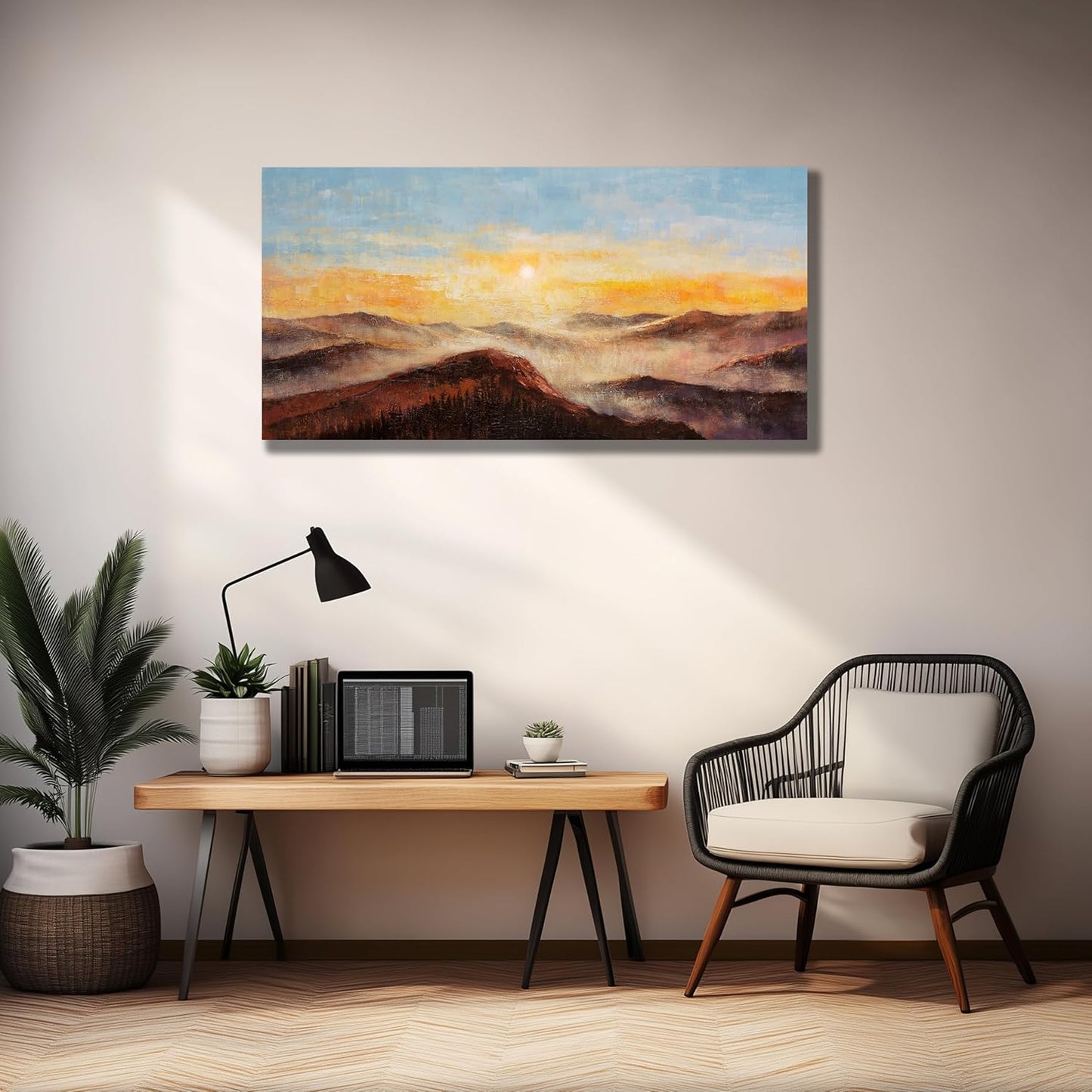 Belmrxne Mountain Wall Art Pink and Black Wall Decor Wall Prints Aesthetic Space Wall Art for Living Room Bedroom Dining Room Office Home Decor 20x40 inch