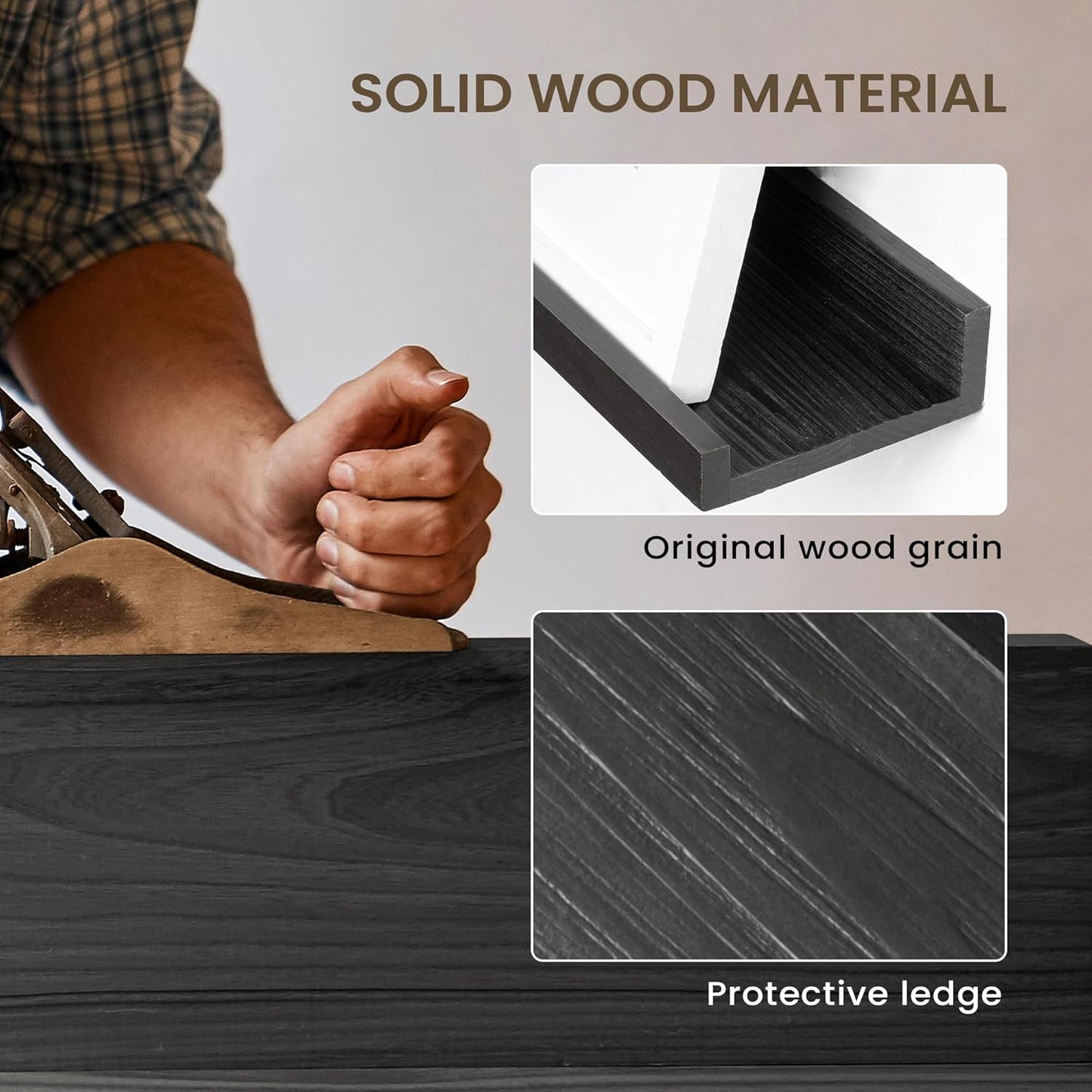 Floating Shelves for Wall, Picture Ledge Shelf 36 Inch Solid Wood Set of 2, Rustic Wall Shelves with Lip, Kids Bookshelf, Photo & Picture Live Edge Floating Shelves for Bedroom, Living Room, Kitchen