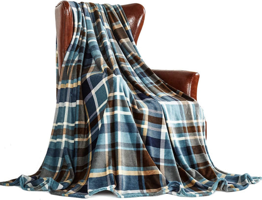 MERRYLIFE Throw Blanket Plaid Sherpa | Ultra-Plush Soft Colorful | Decorative Couch Travel Blanket | (50" 60", Greenland)