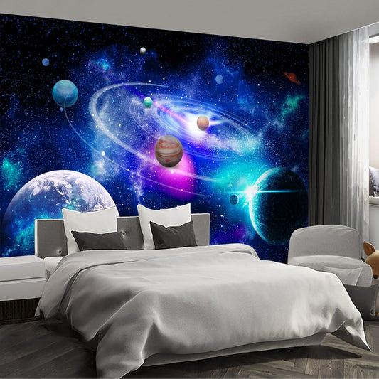 Planet Wall murals Peel and Stick Galaxy Wallpaper for Bedroom Nursery Room - 96"x137"