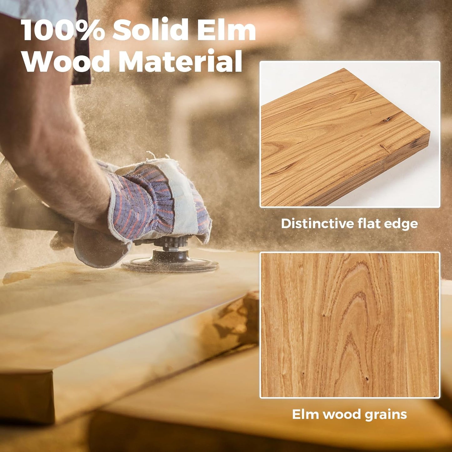 RICHFOCUS Elm Floating Shelves for Wall - 55" W x 9.3" D Rustic Solid Wood Shelves with Invisible Bracket, Wall-Mounted for Living Room, Bedroom, Kitchen Storage & Display, Set of 1, Natural