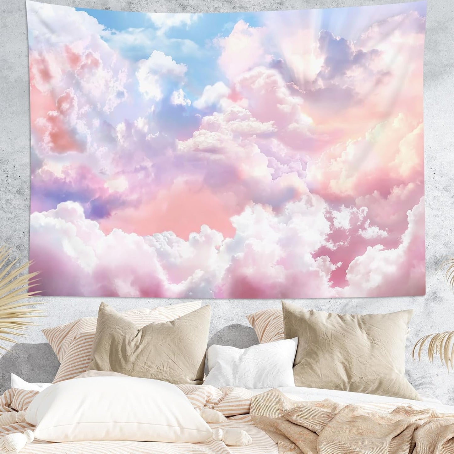 HVEST Pink Cloud Tapestry Colorful Abstract Clouds Natural Landscape Tapestries Wall Hanging for Bedroom Living Room Teen Dorm Indie Decor Poster Blanket,60x40 Inches