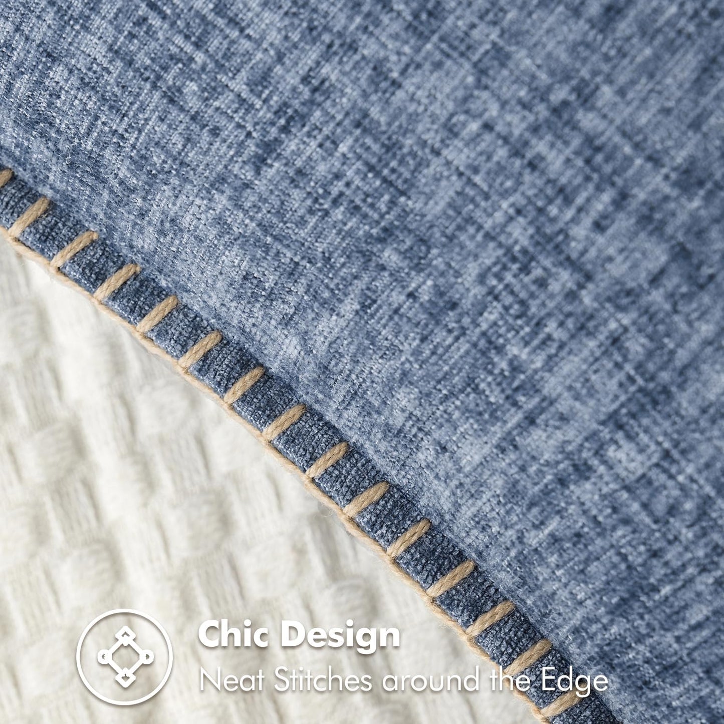 MIULEE Pack of 2 Couch Throw Pillow Covers 12x20 Inch Dark Grey Blue Farmhouse Decorative Pillow Covers with Stitched Edge Soft Chenille Solid Dyed Spring Pillow Covers for Sofa Bed Living Room