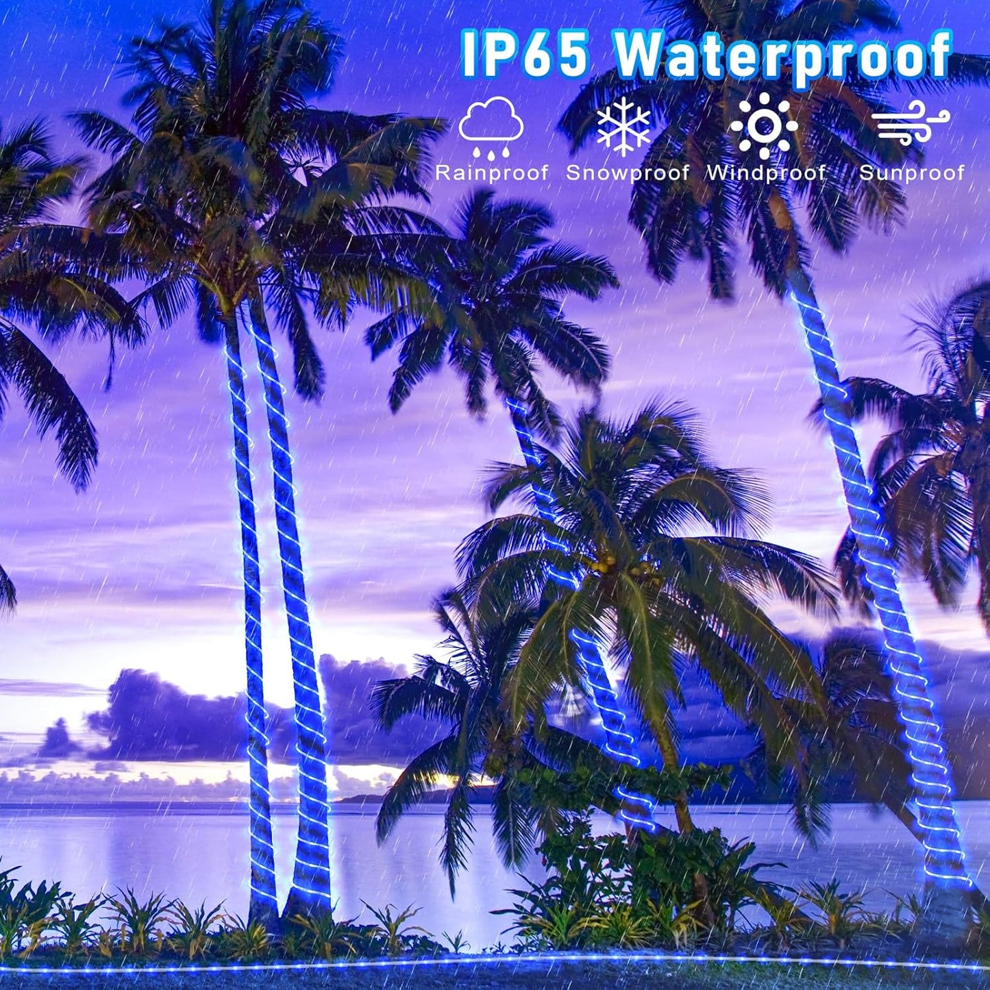 100FT 300 LED Rope Lights Outdoor, Plug in Christmas Rope Lights for Indoor with 8 Modes, Waterproof Connectable String Lights for Outside Patio, Deck, Pool, Stair, Camping Lighting - Blue