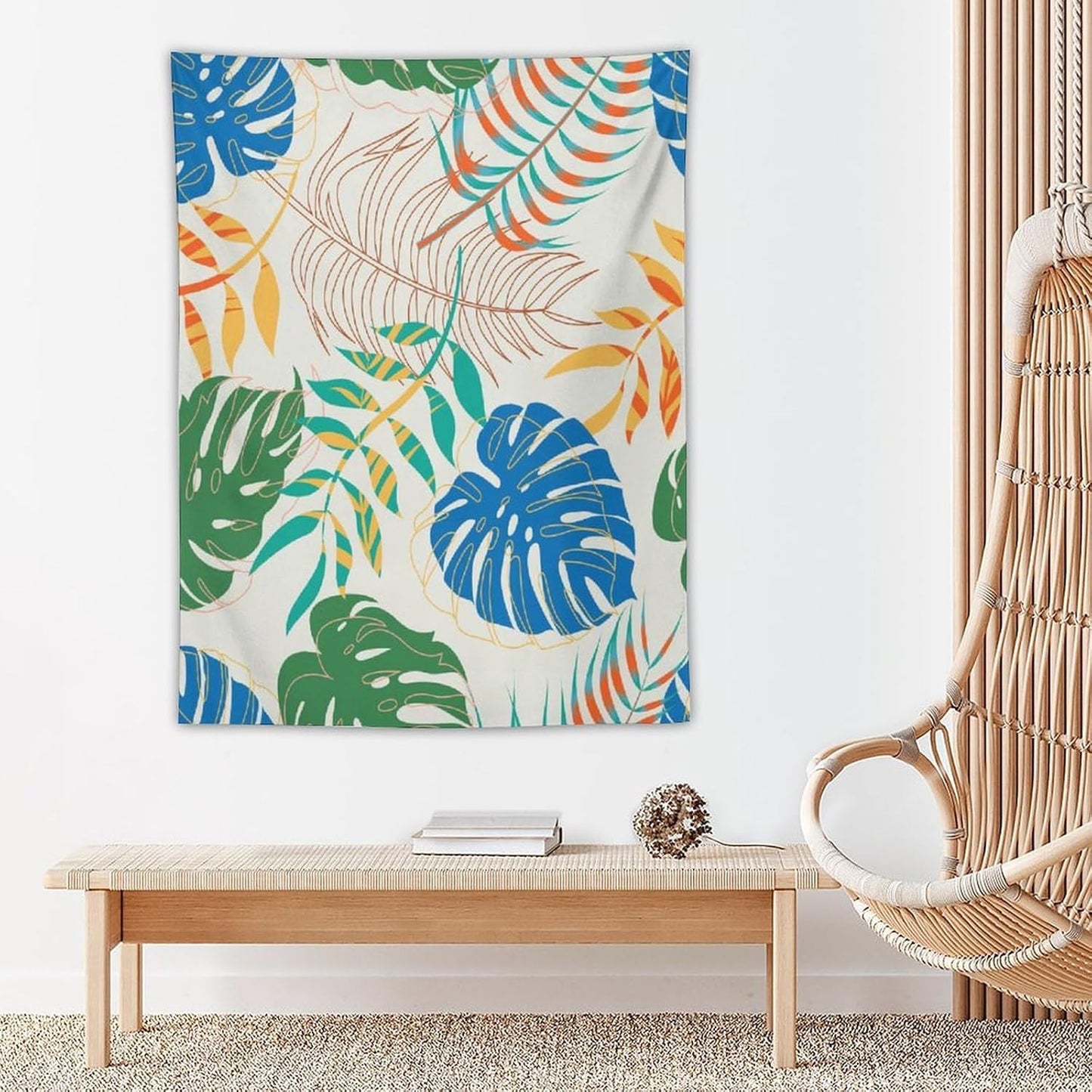 ICMOLYYENLO Tropical Green Plant Tapestry, Green Palm Leaves Natural Landscape Print Wall Tapestry for Bedroom Living Room Dormitory 40x60 Inch