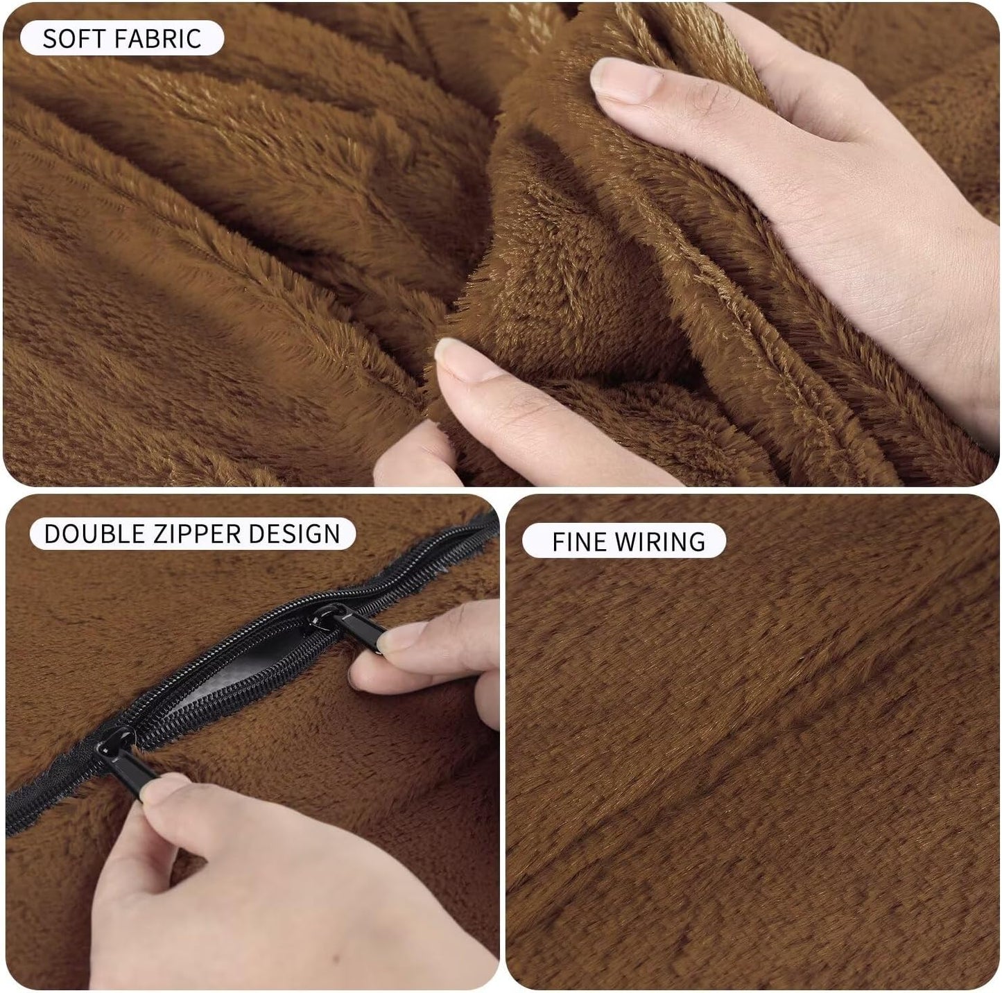 Bean Bag Chair for Adults 3FT,Soft Removable Cover for Teens/Girls Bedroom,Fluffy Giant Round Floor Beanbag Lounger Chairs (No Filler,Deep Coffee)